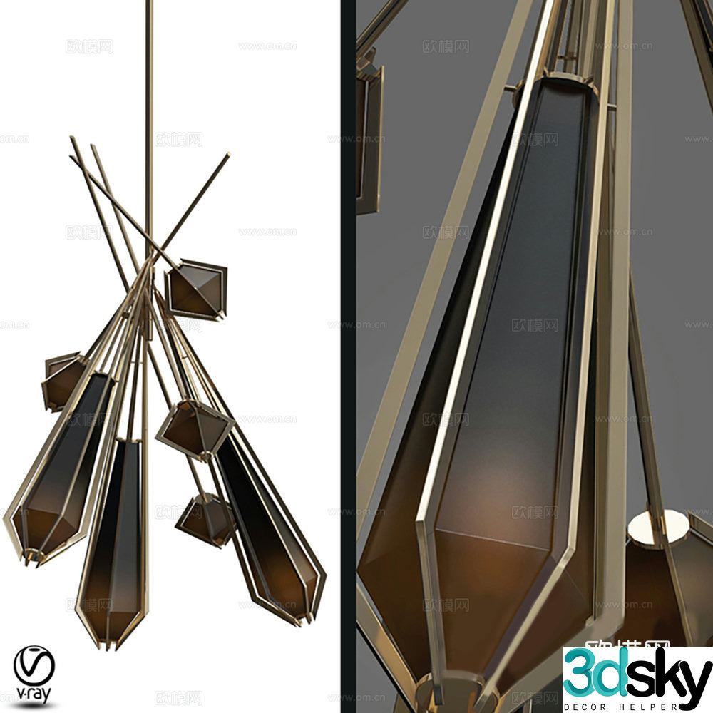 Brown lamp chandelier 3d model