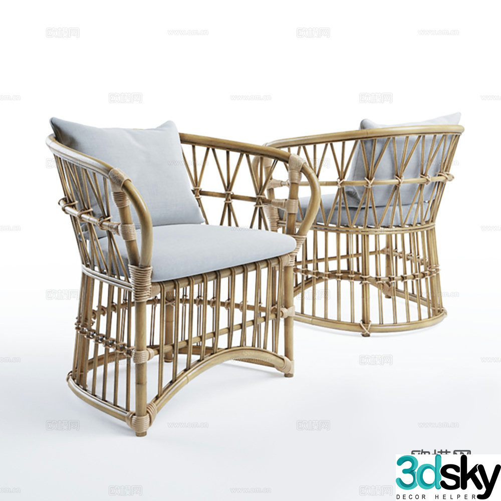Rattan chair leisure chair single chair outdoor chair 3d model