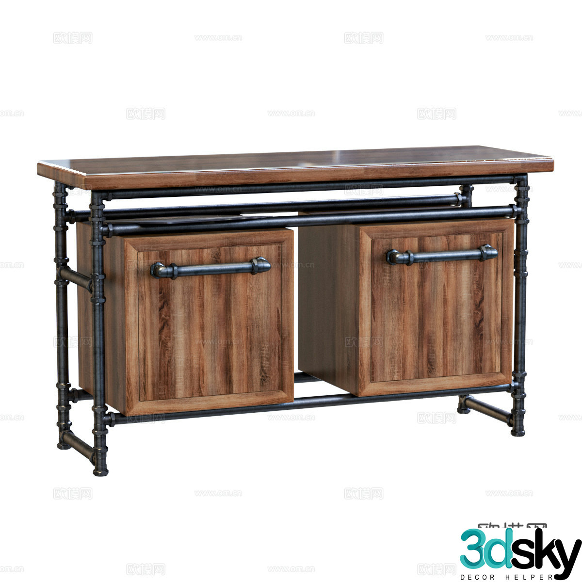 Wabi-sabi style sideboard low cabinet 3D model