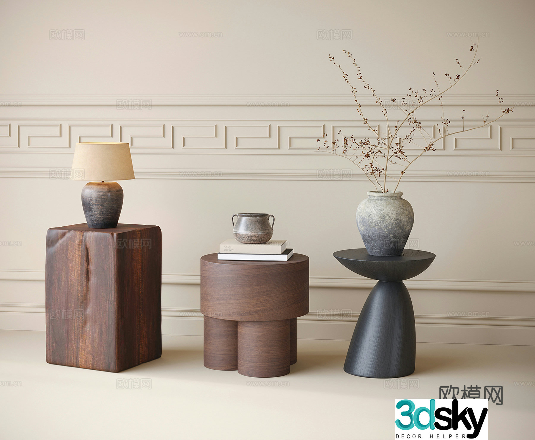 Modern side table corner table round table 3D model