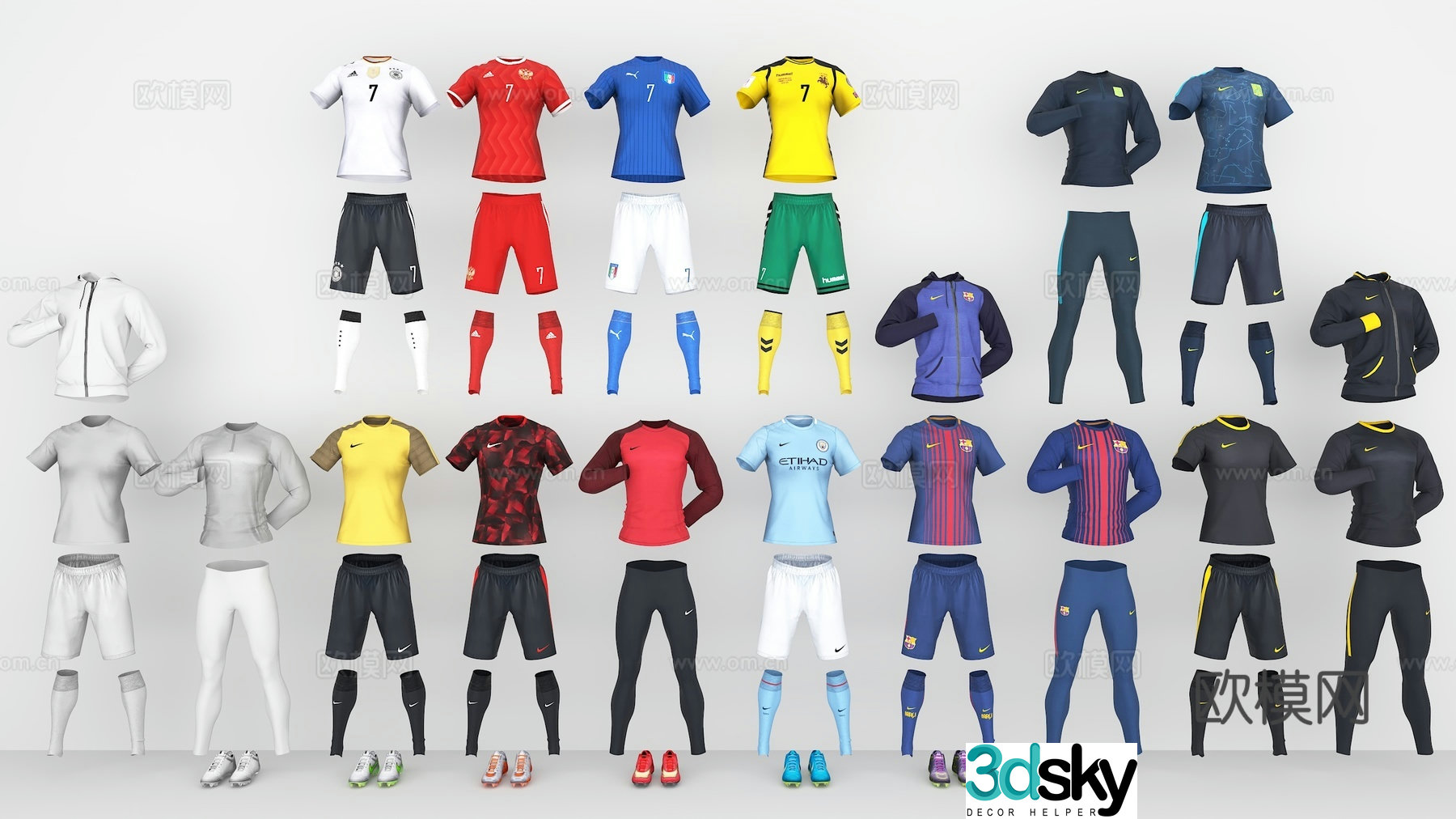 Football Clothes Football Uniforms Barcelona Uniforms Barcelona Uniforms Real Madrid Uniforms Manchester City Uniforms 3D Model