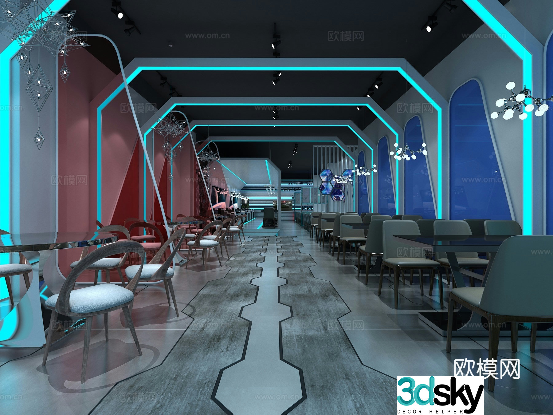 Internet celebrity restaurant theme restaurant 3D model