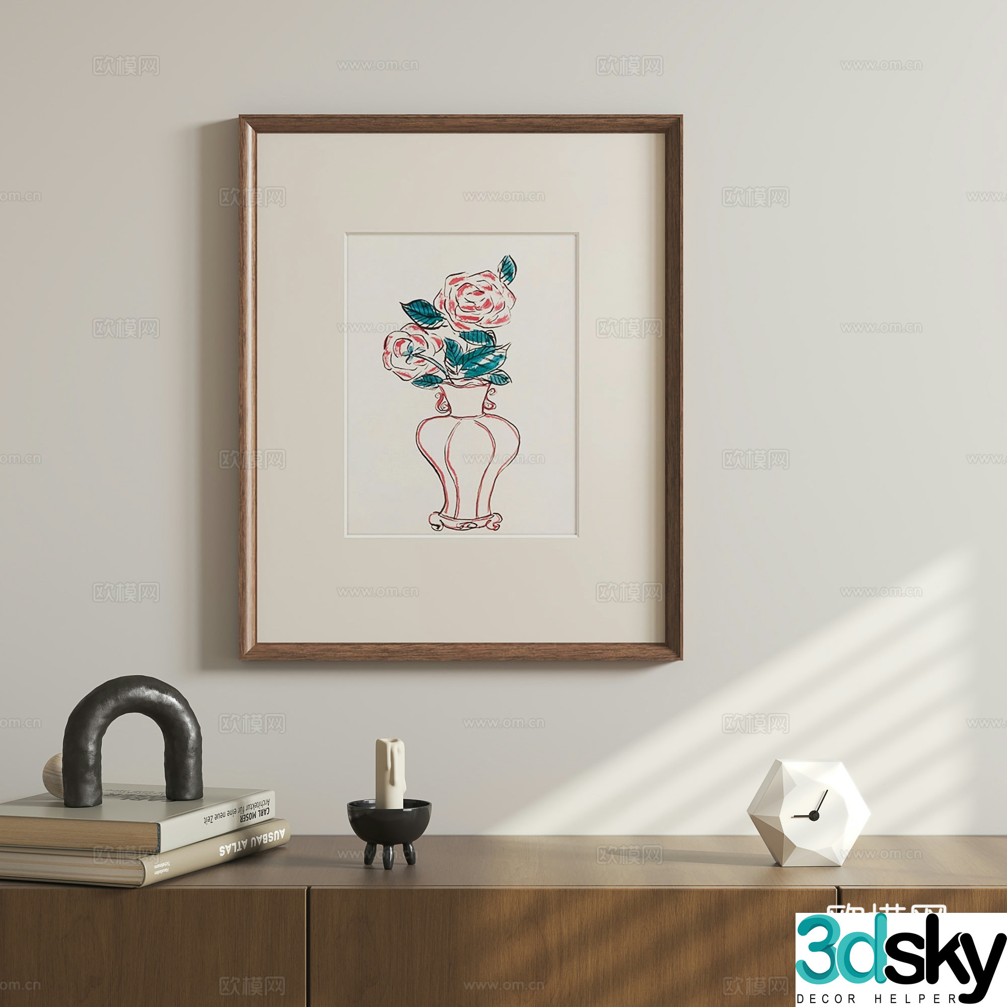 French retro hanging painting hand-painted 3D model