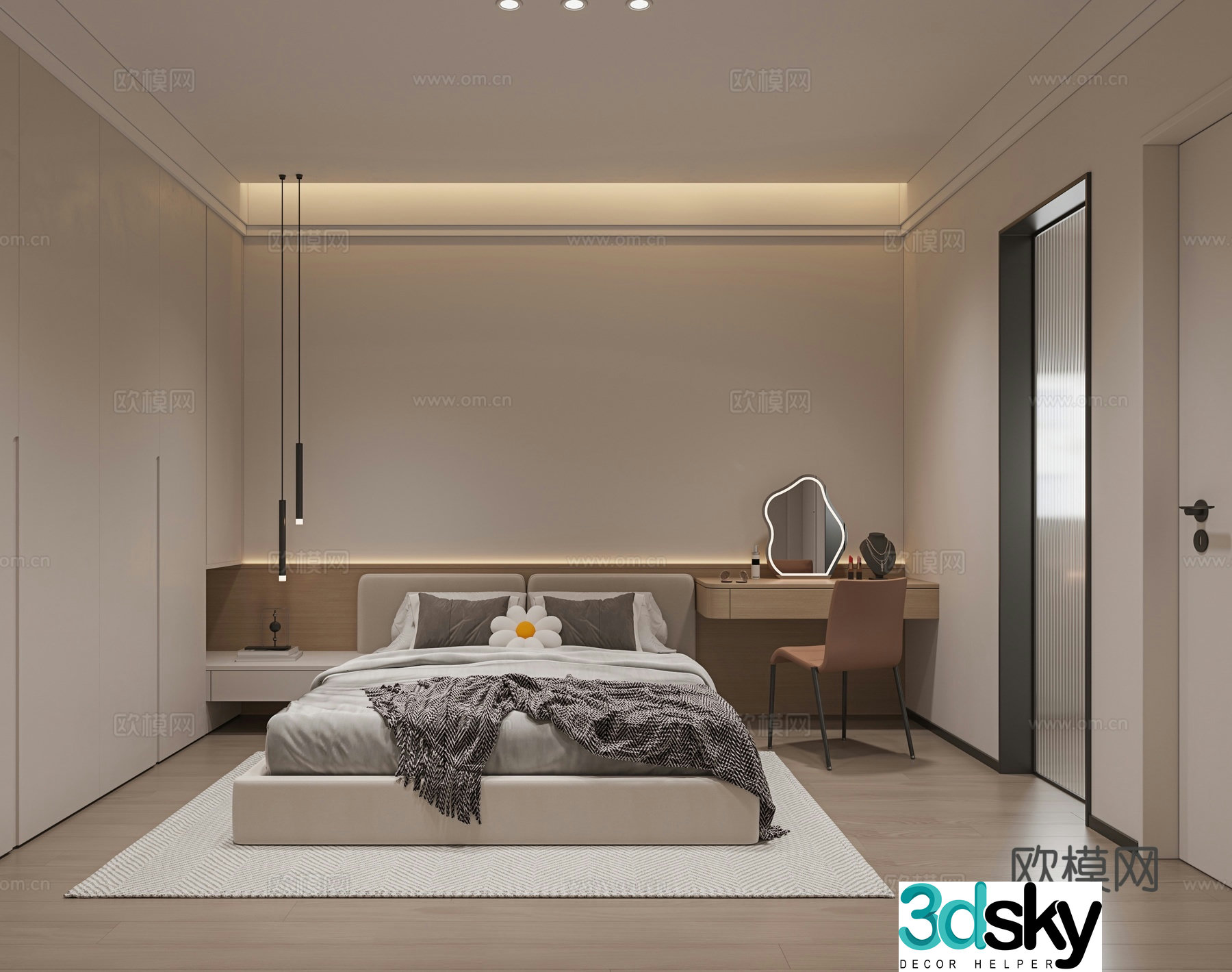 Cream style bedroom master bedroom 3d model
