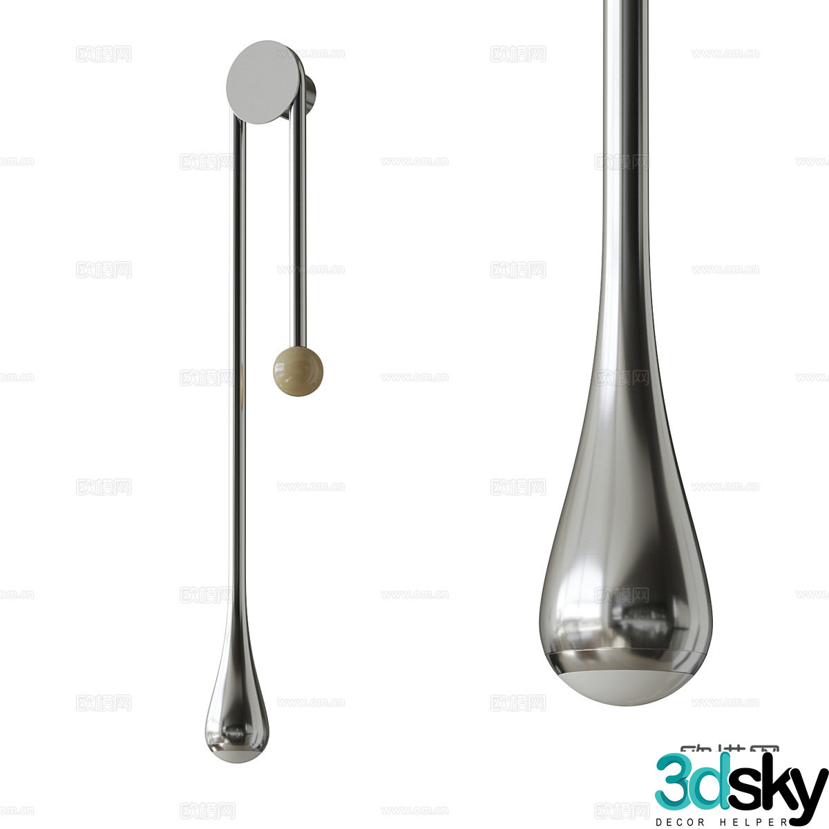 Water drop wall lamp 3d model