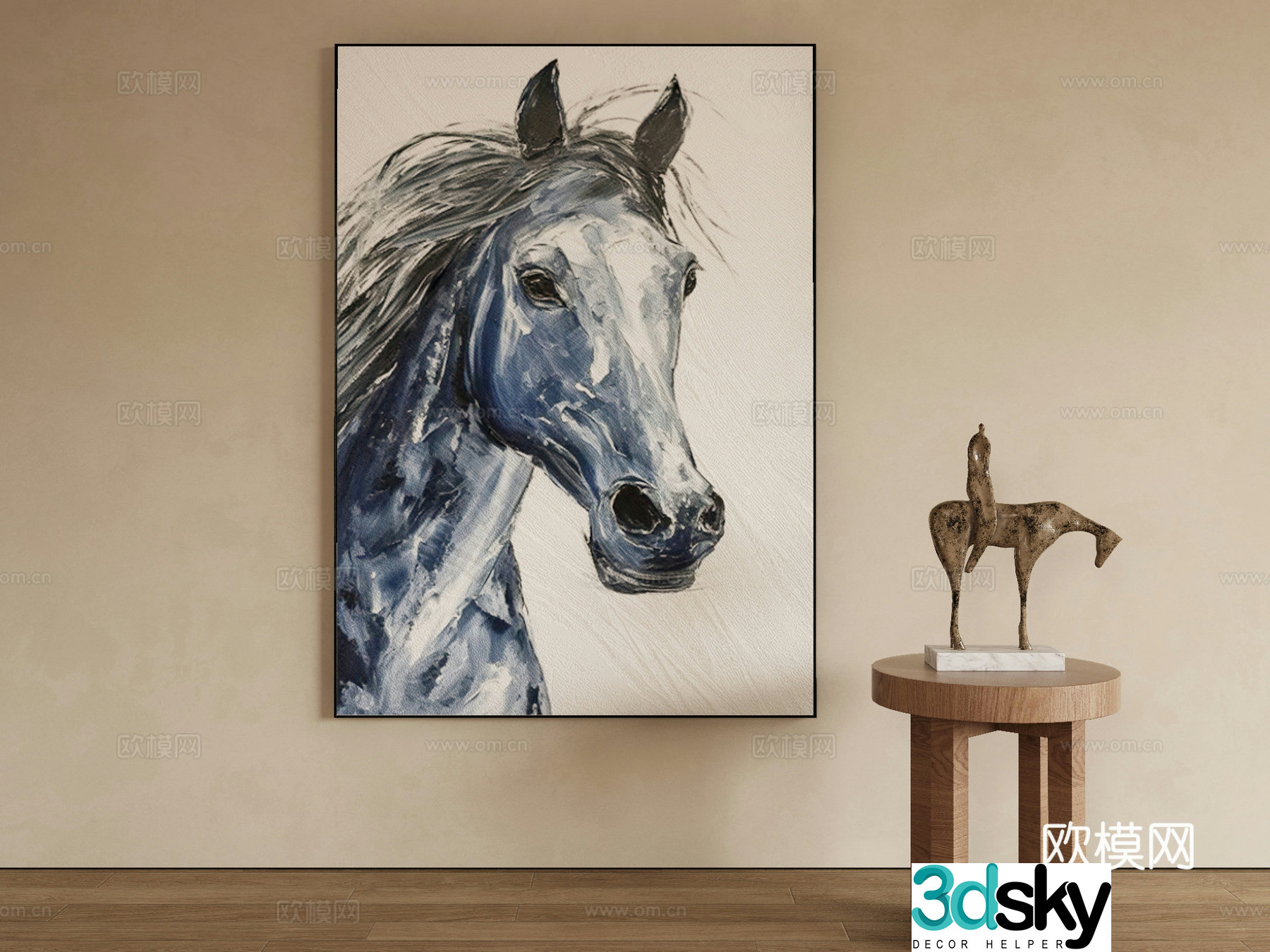 Modern decorative painting horse painting 3d model