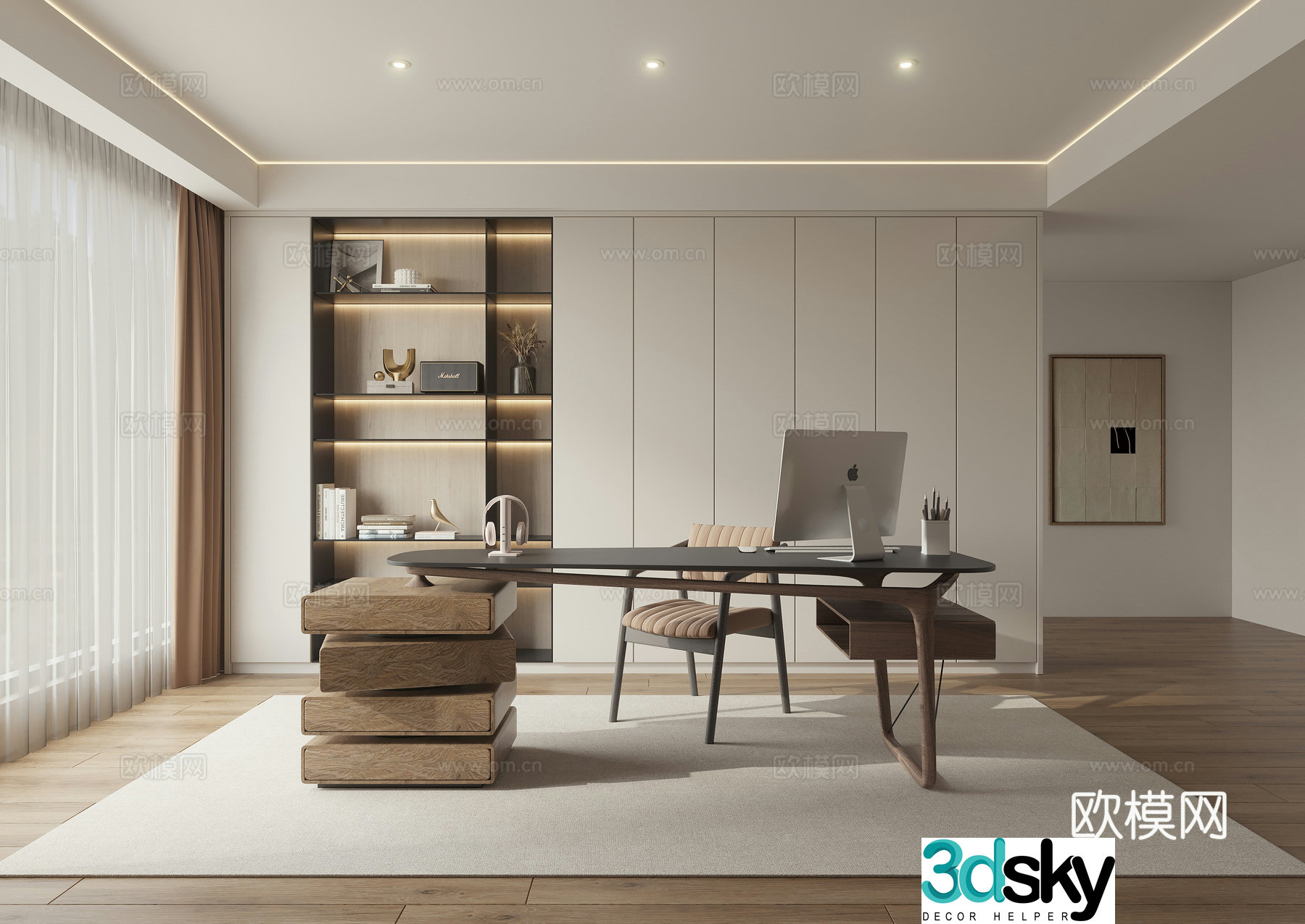 Modern study room 3d model