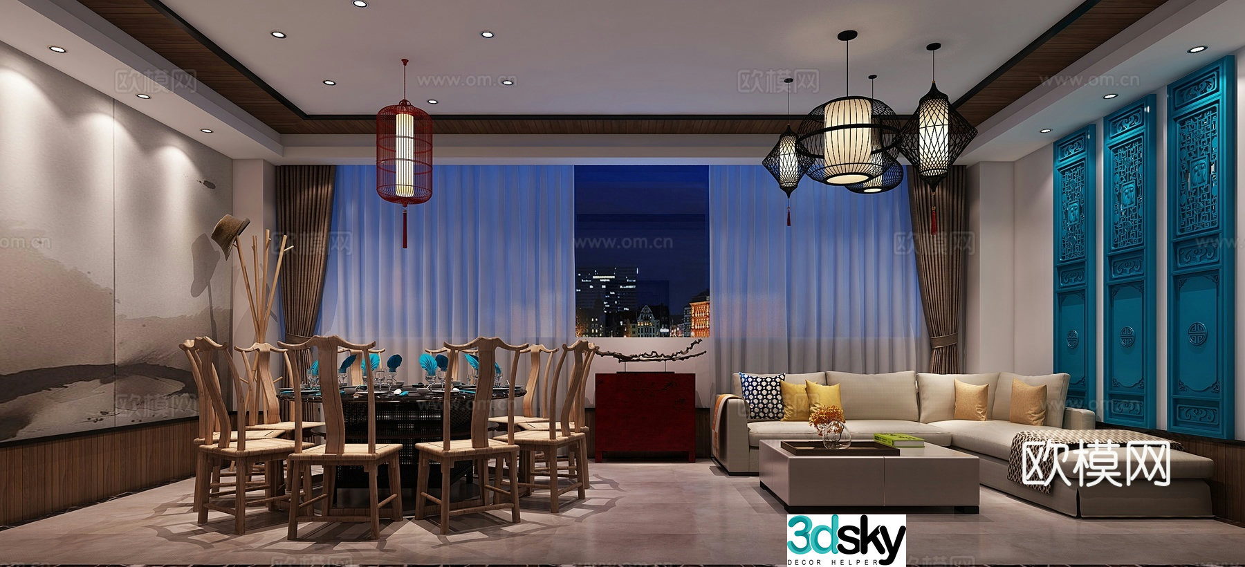 New Chinese style hotpot restaurant private room 3D model