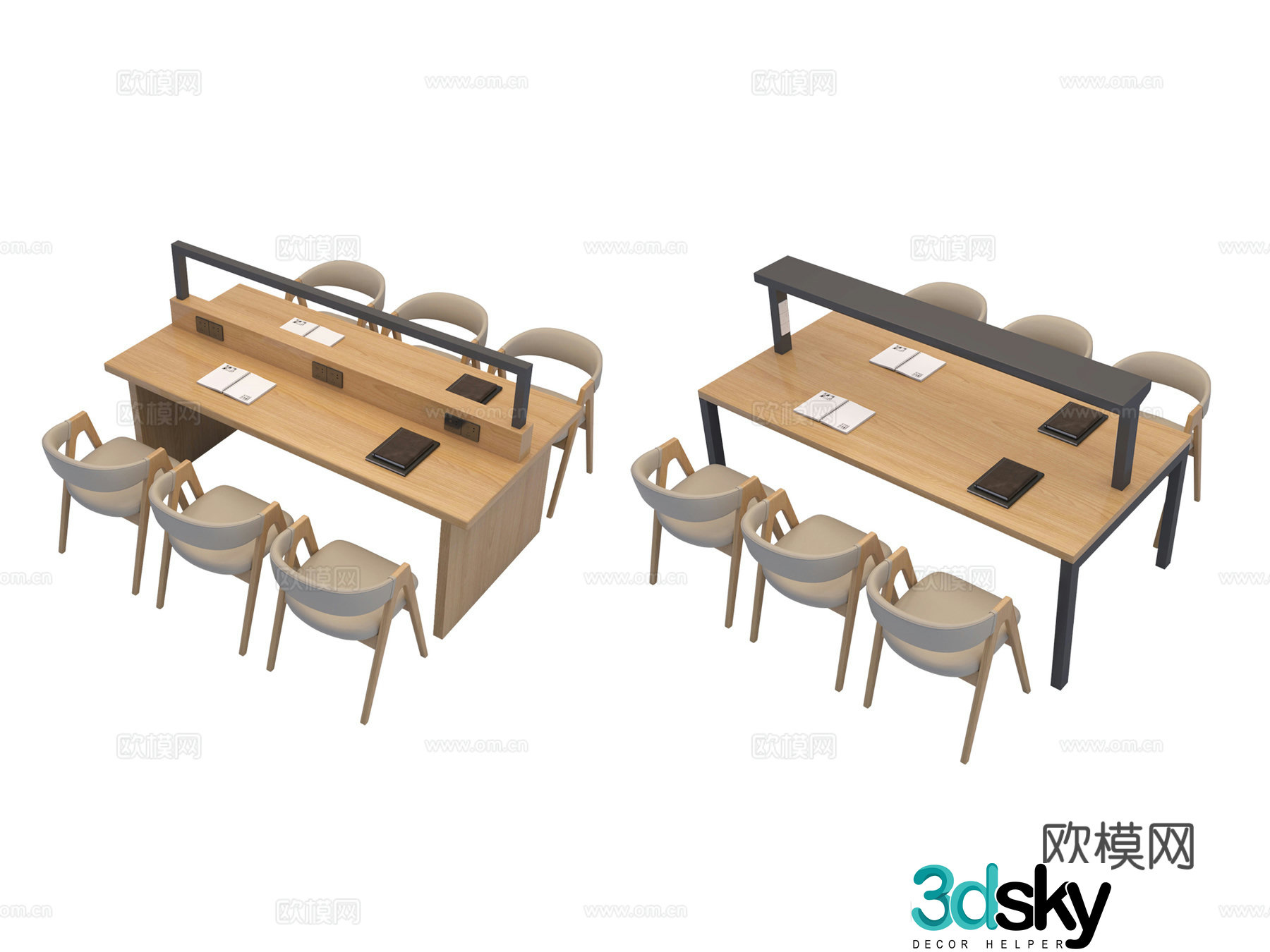 Modern reading tables and chairs reading table study table desk and chair 3D model