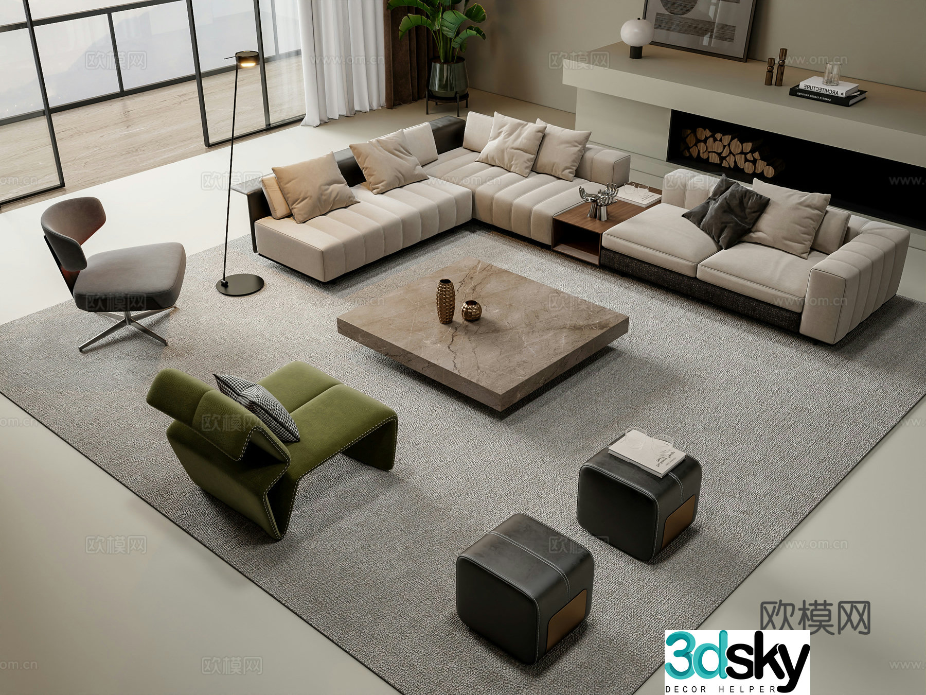 Modern modular sofa corner sofa 3d model