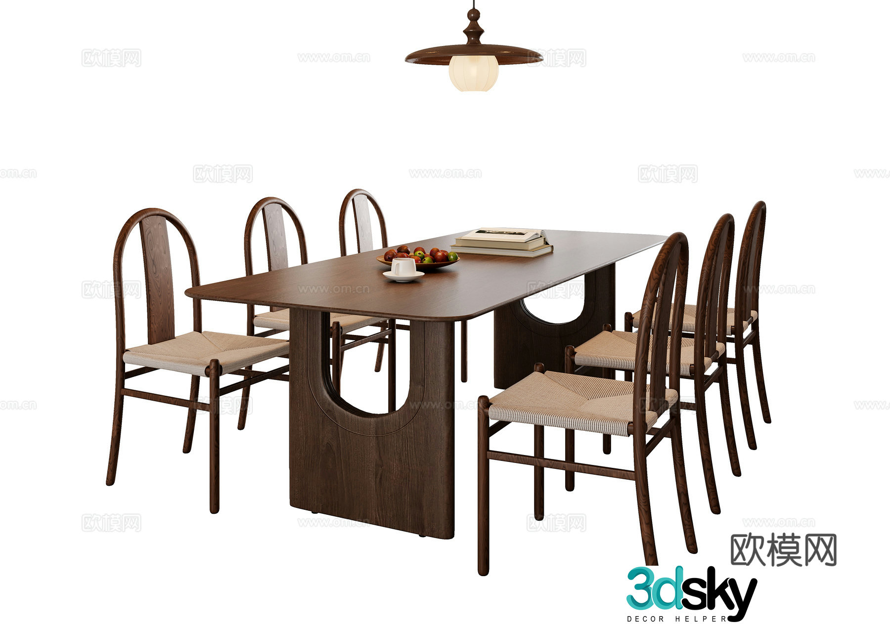 Medieval style dining table and chairs 3d model