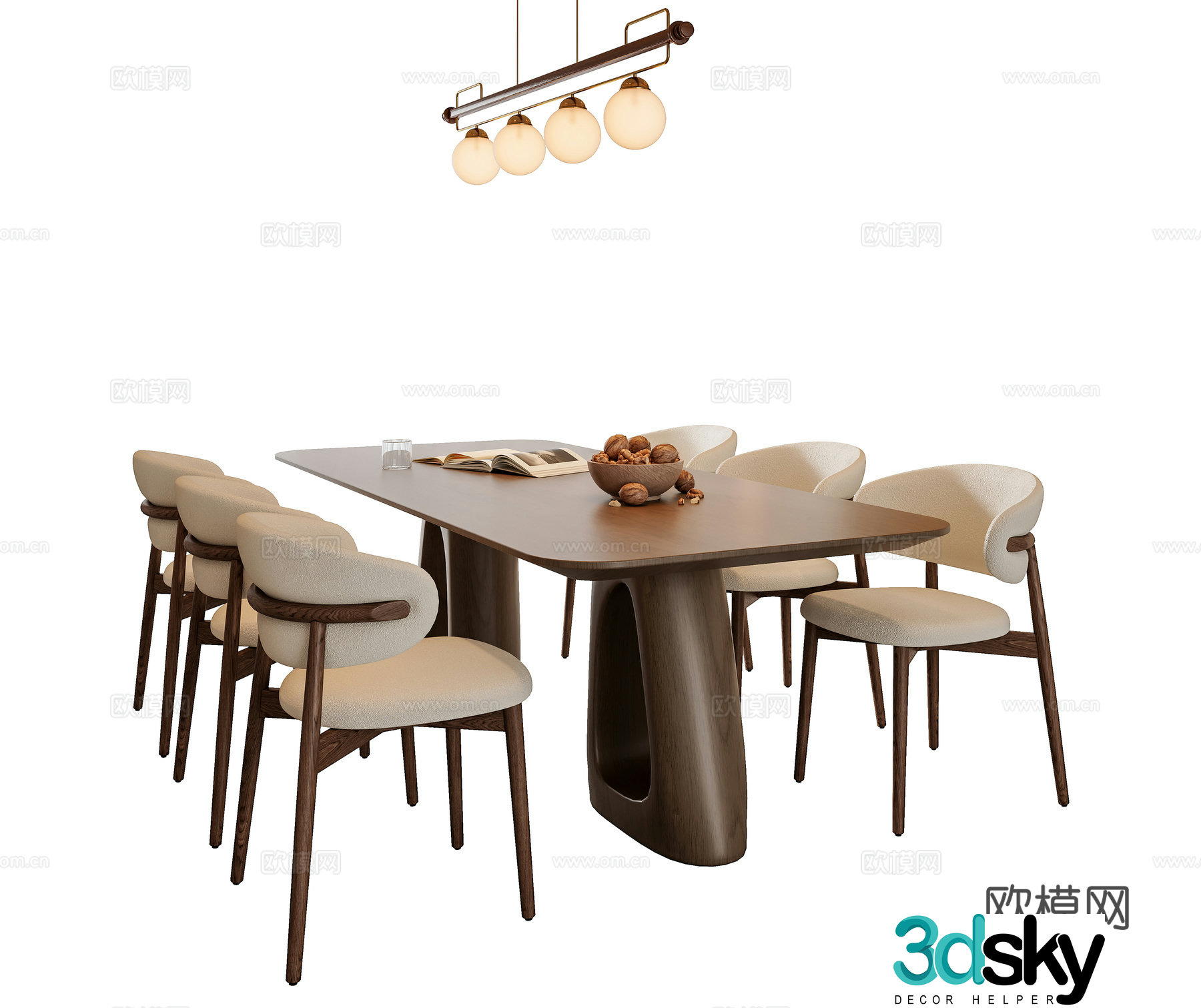 Medieval style dining table and chairs 3d model