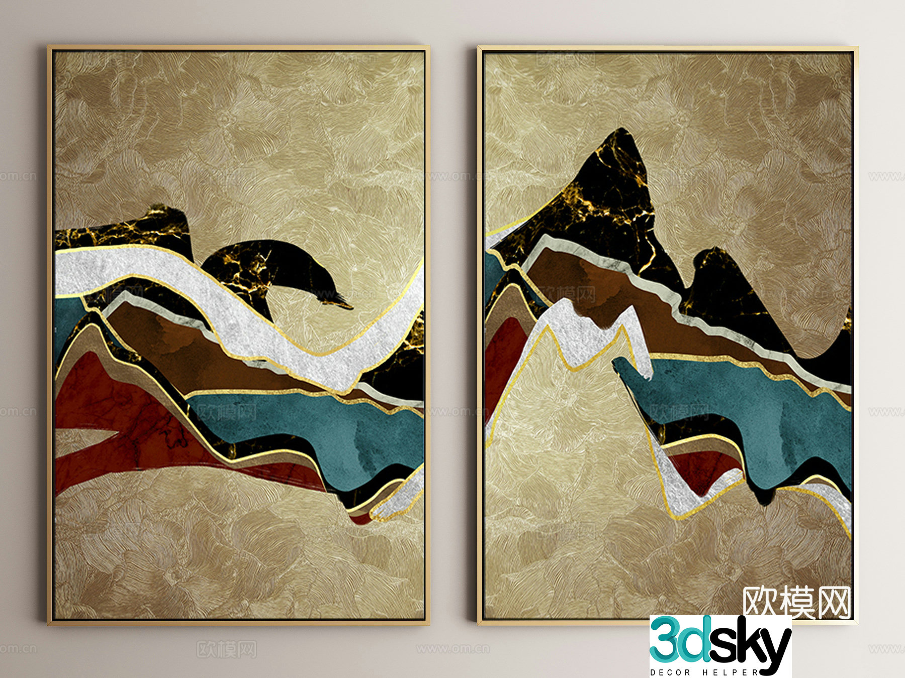 Modern texture painting decorative painting 3d model