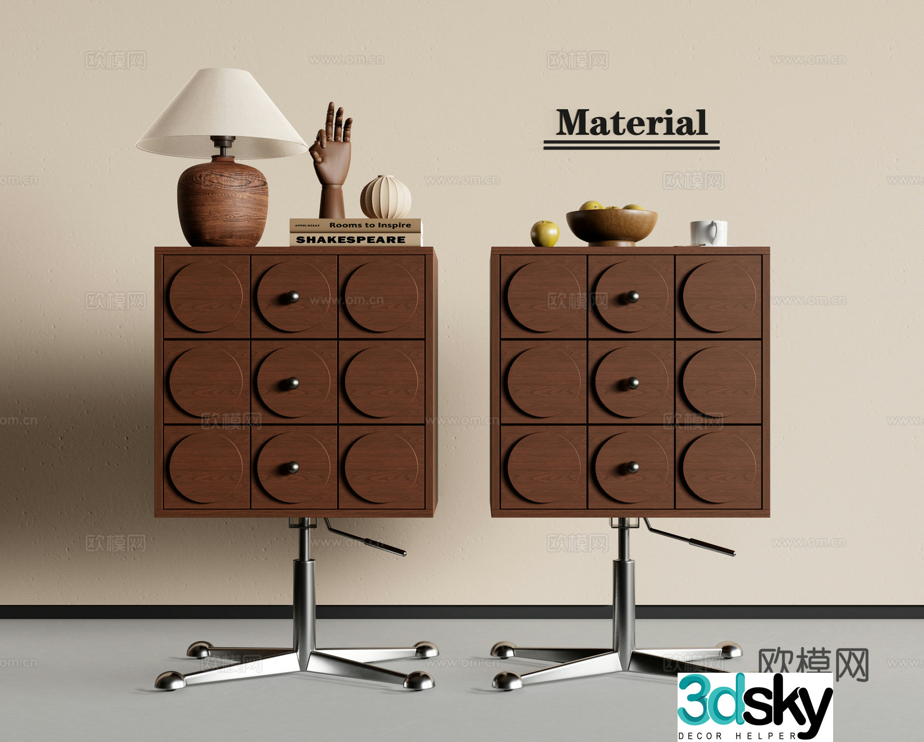 Medieval corner table and side table 3D model
