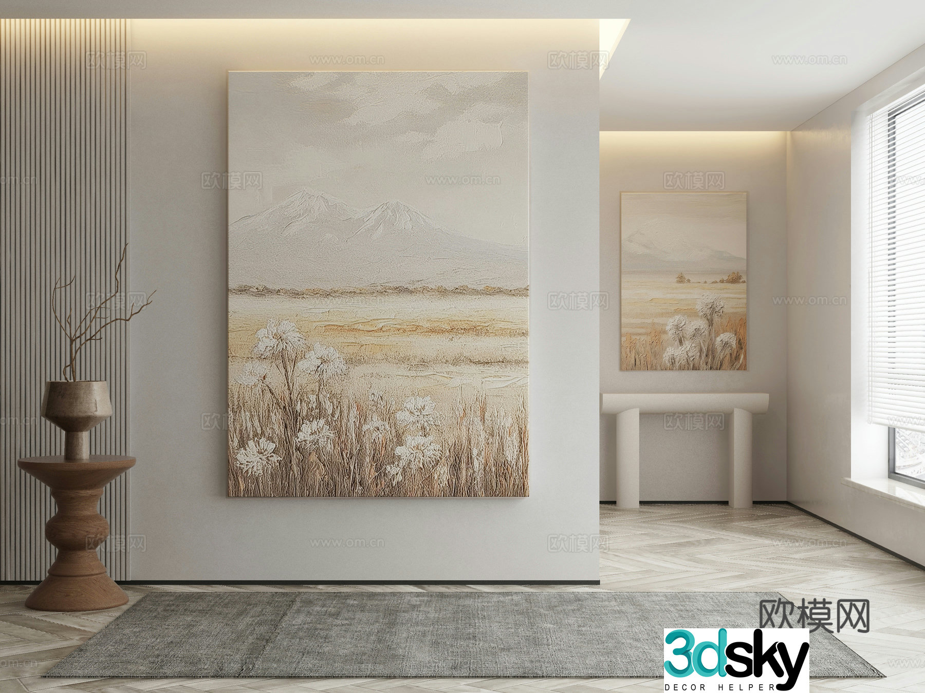 Modern decorative painting landscape oil painting 3d model
