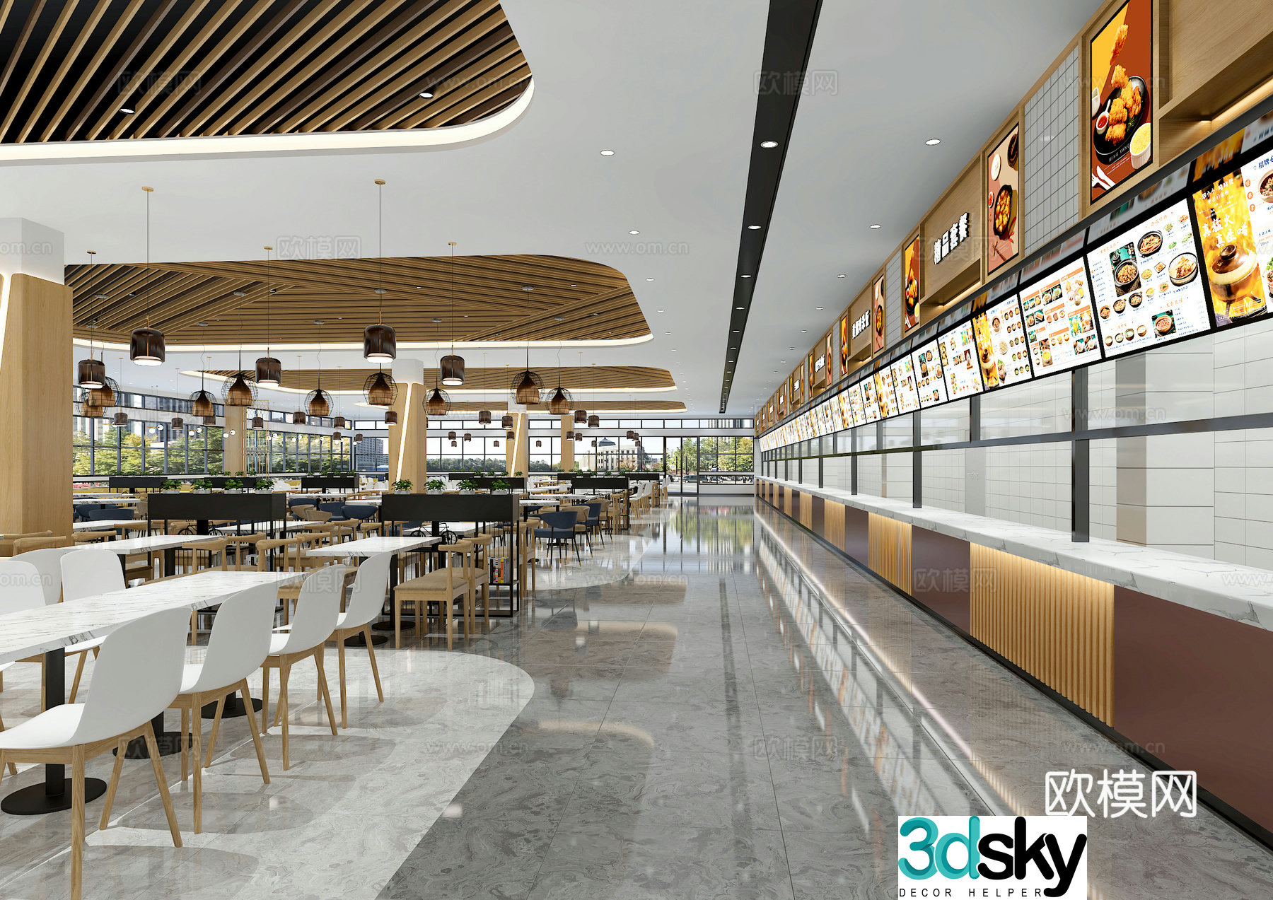 Modern school canteen university canteen staff canteen 3d model