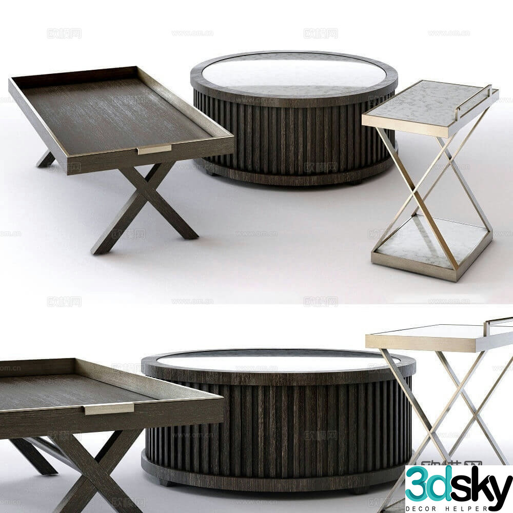 Modern square coffee table round coffee table 3d model