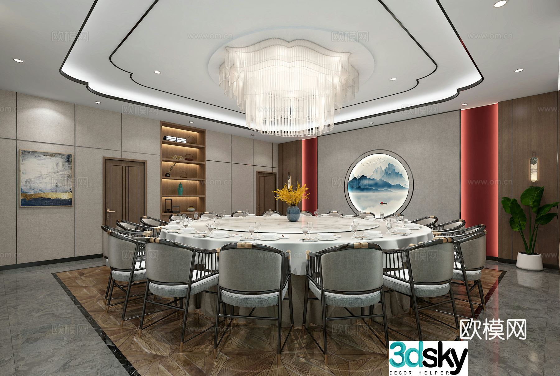 New Chinese style restaurant private room private room private room 3d model