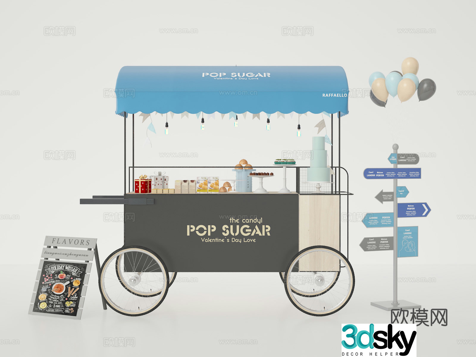 Vending cart snack cart retail cart 3d model