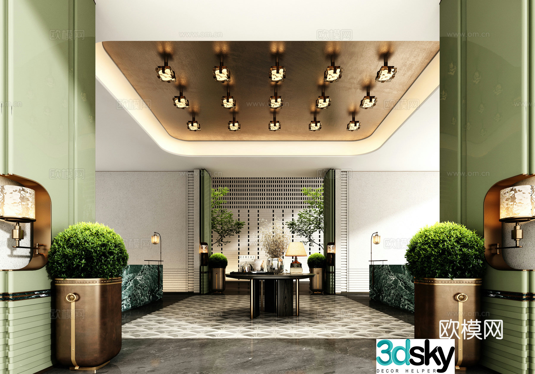 Hotel lobby reception desk 3d model