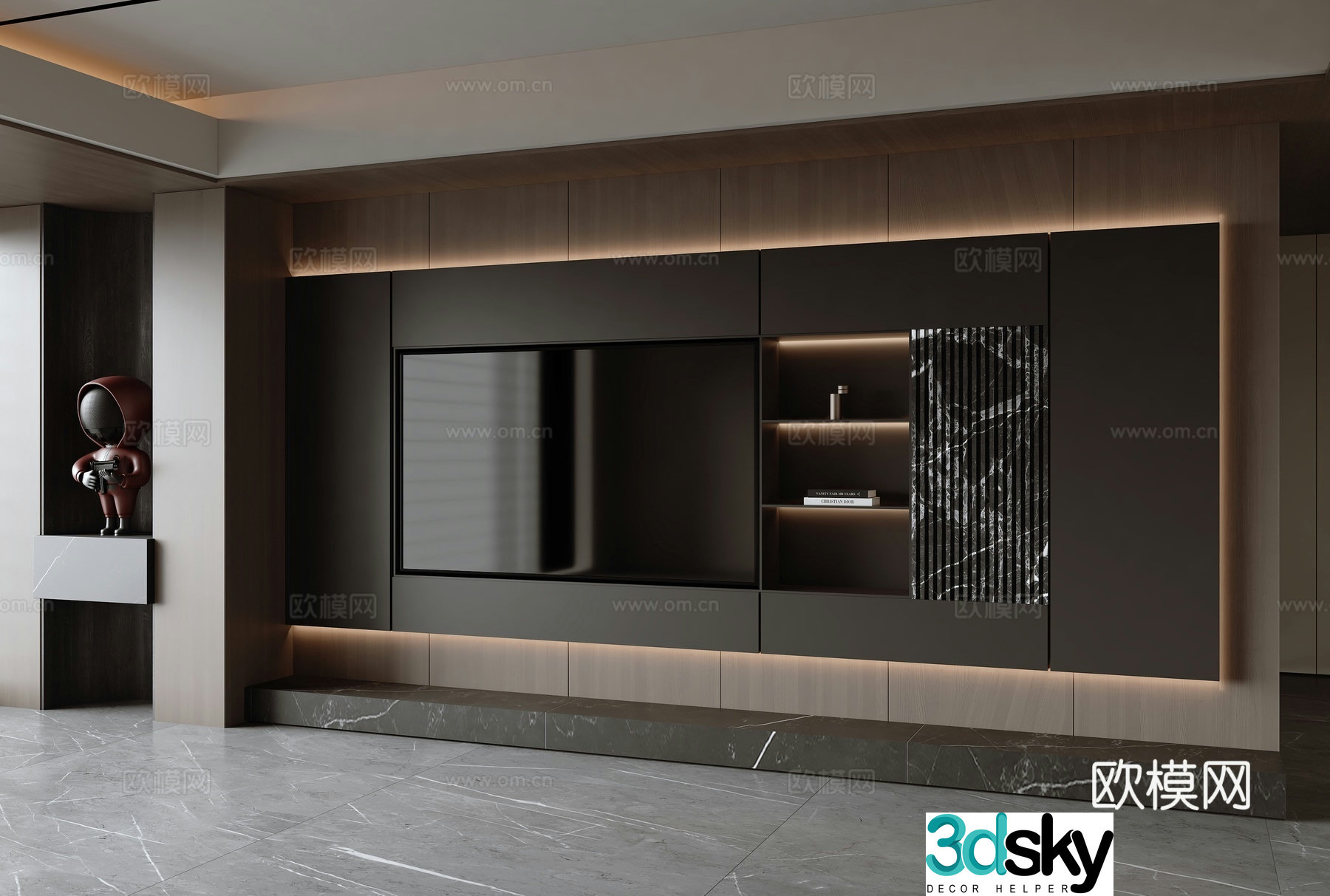 Italian TV background wall 3D model