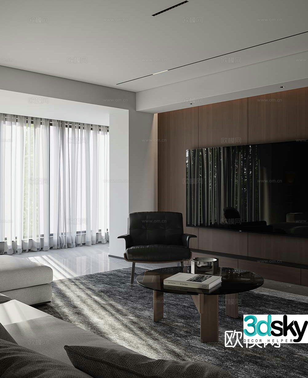 Modern chair leisure chair coffee table 3d model