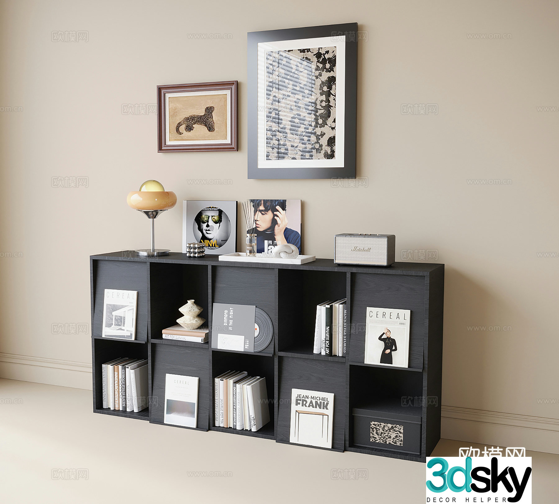 French low bookcase entrance cabinet side cabinet magazine cabinet 3D model