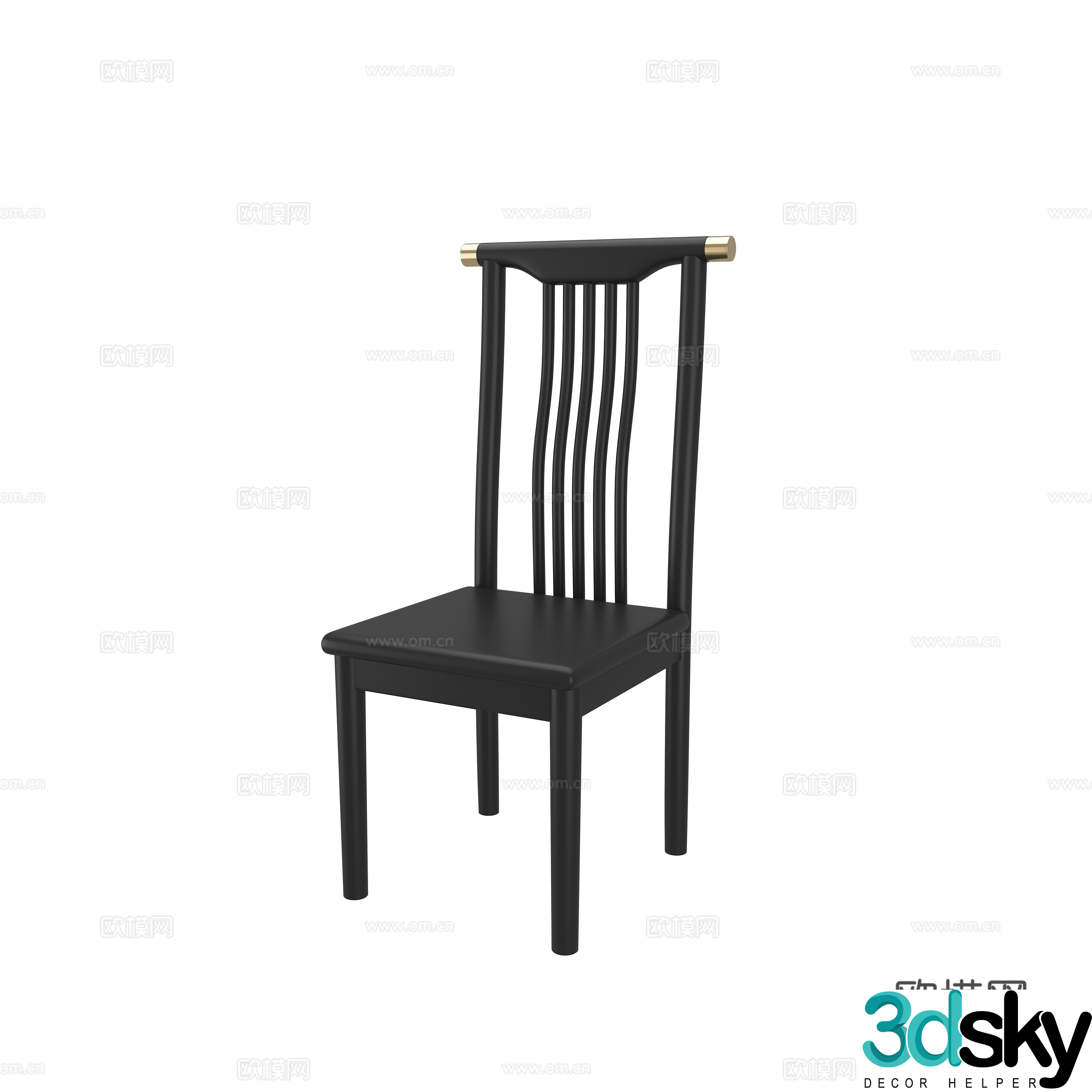 New Chinese style solid wood chair dining chair 3d model
