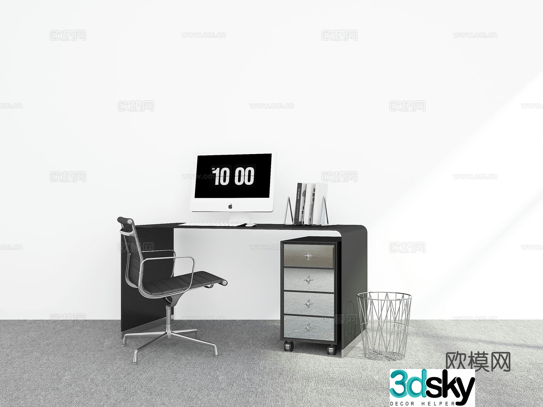 Modern desk computer desk 3d model