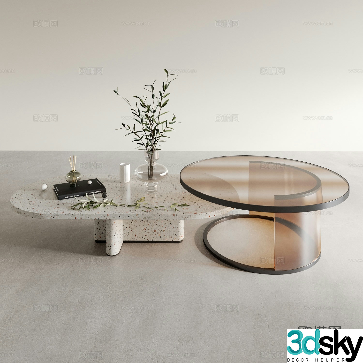 Modern coffee table transparent coffee table 3d model