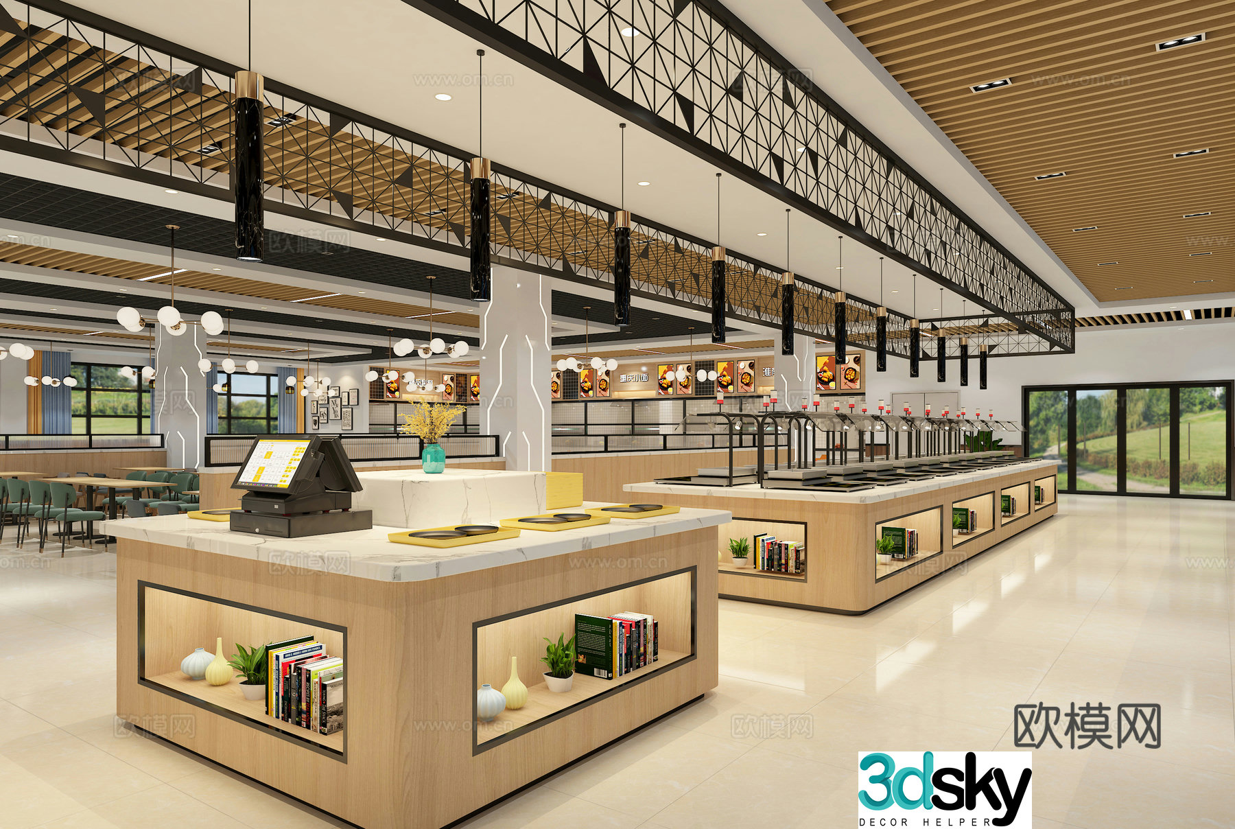 Modern school canteen university canteen staff canteen 3d model