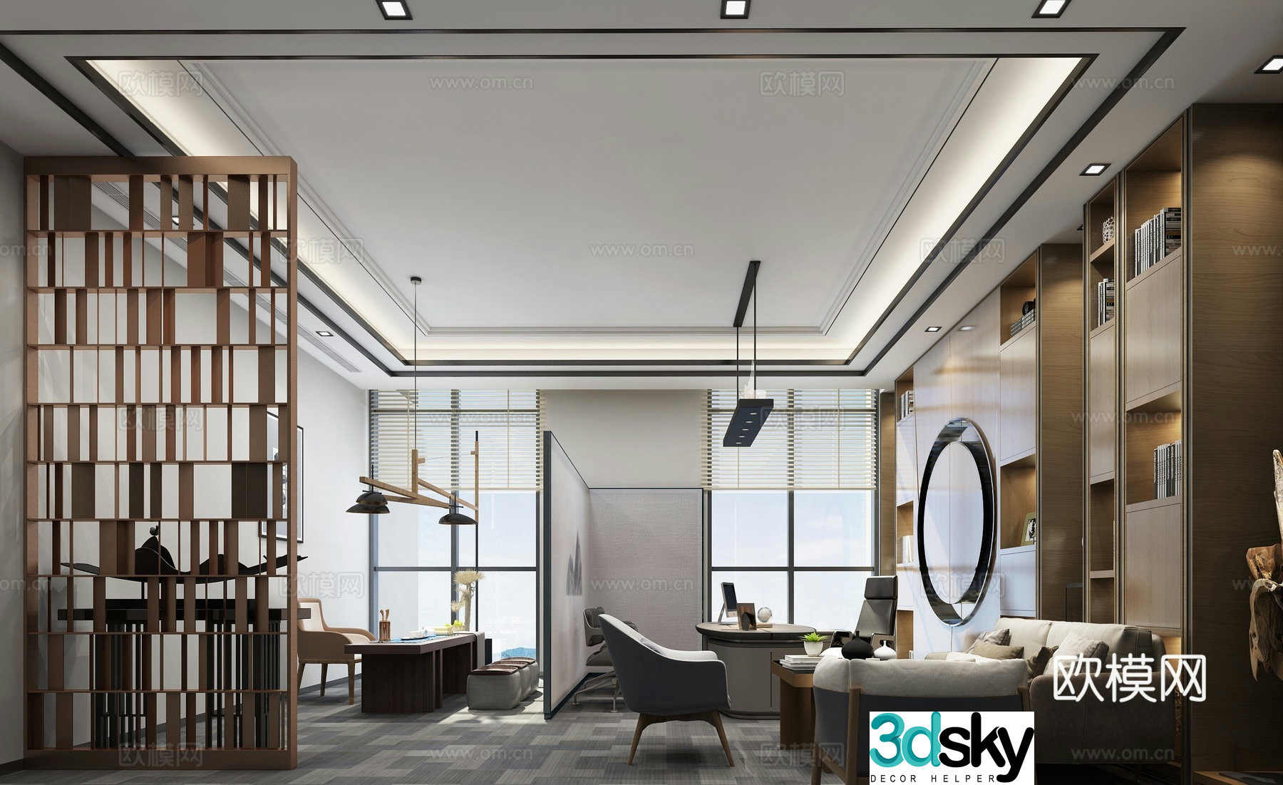 New Chinese style chairman’s office 3D model