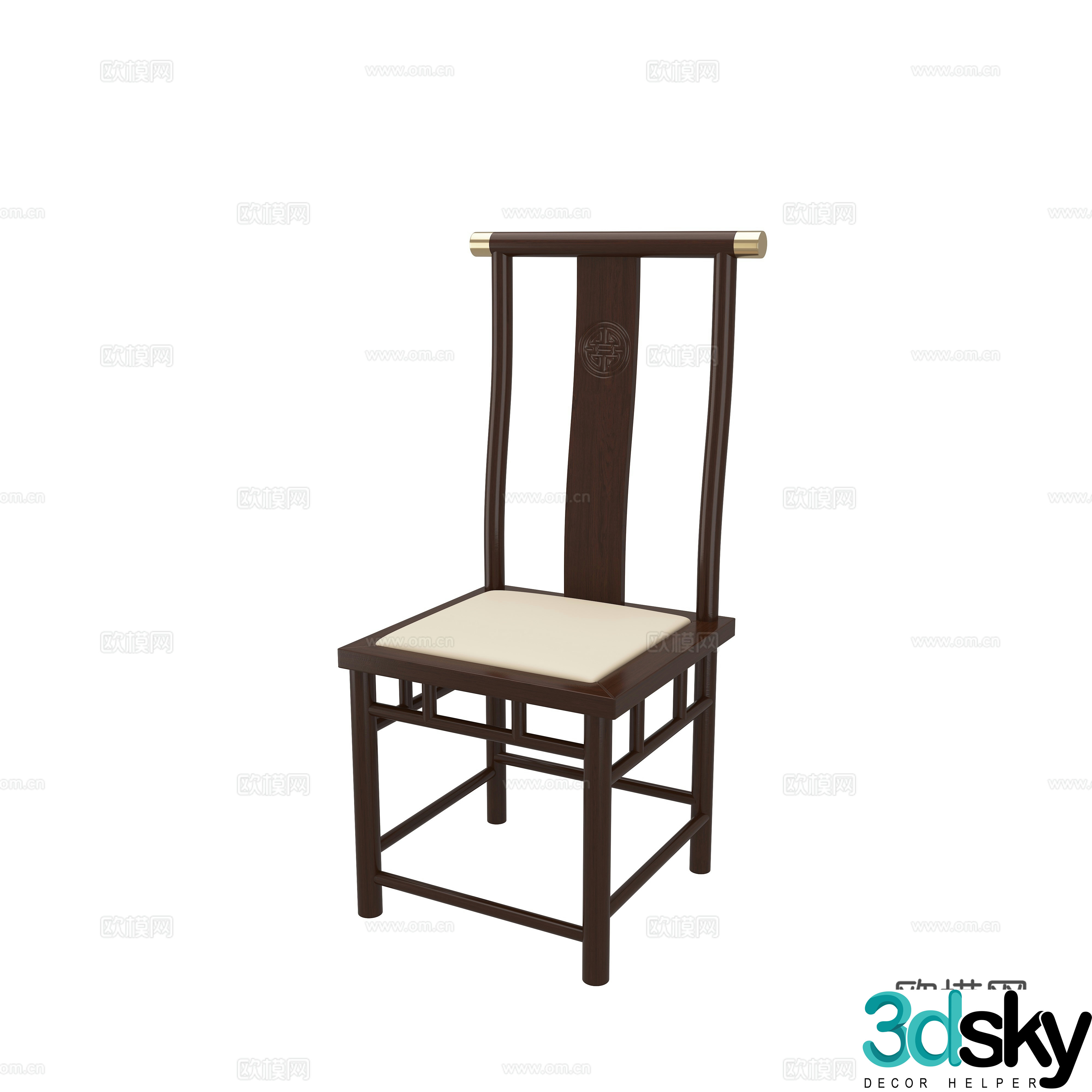 New Chinese dining chair single chair 3d model