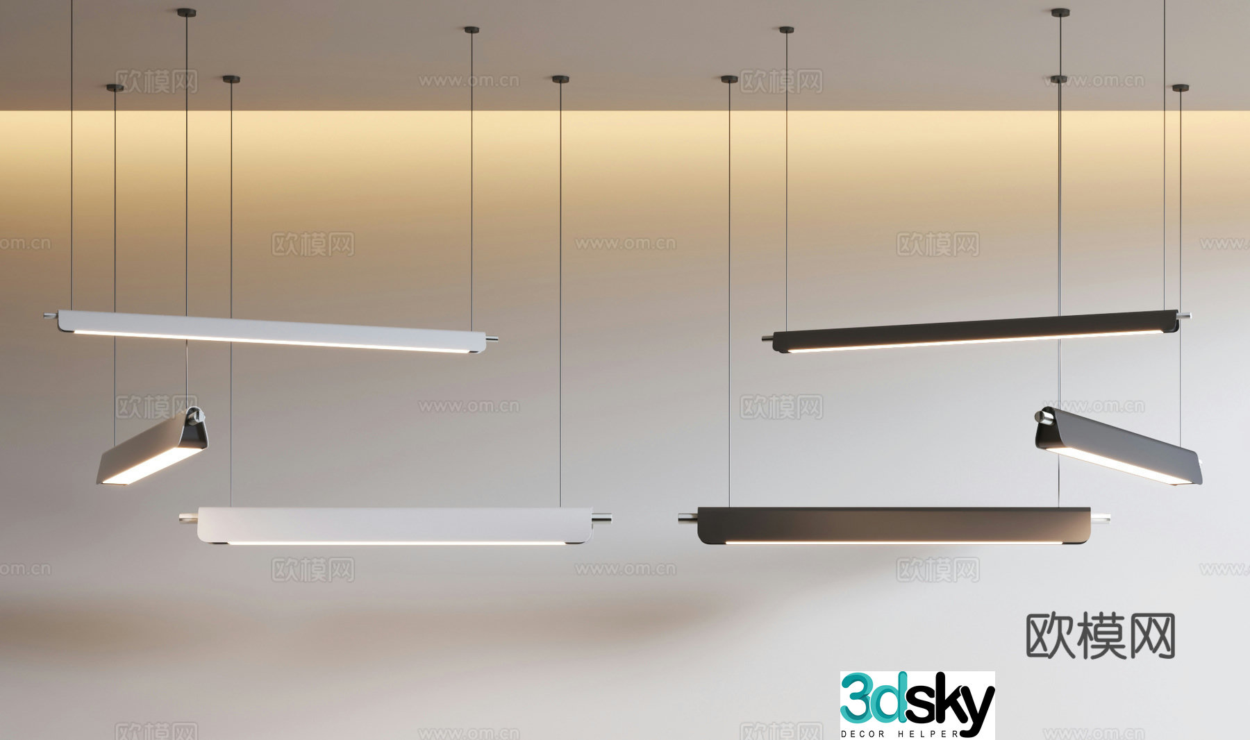 Office chandelier long chandelier 3d model