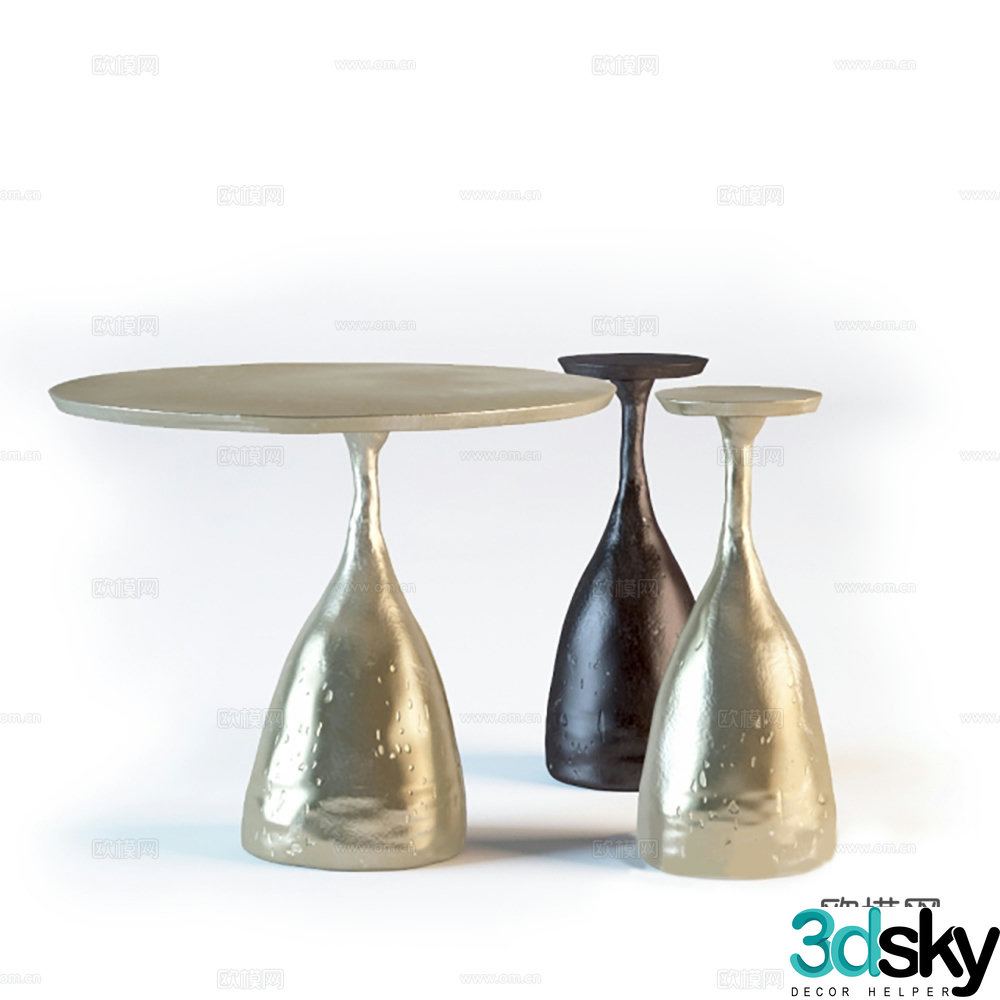 Modern metal coffee table corner table table 3d model