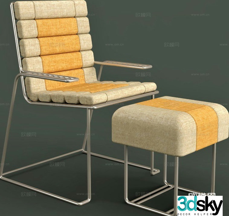 Modern seat single chair leisure chair stool 3d model