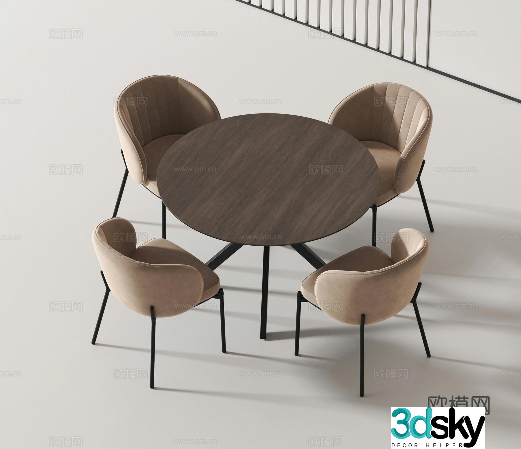 Modern leisure table and chairs round table 3d model