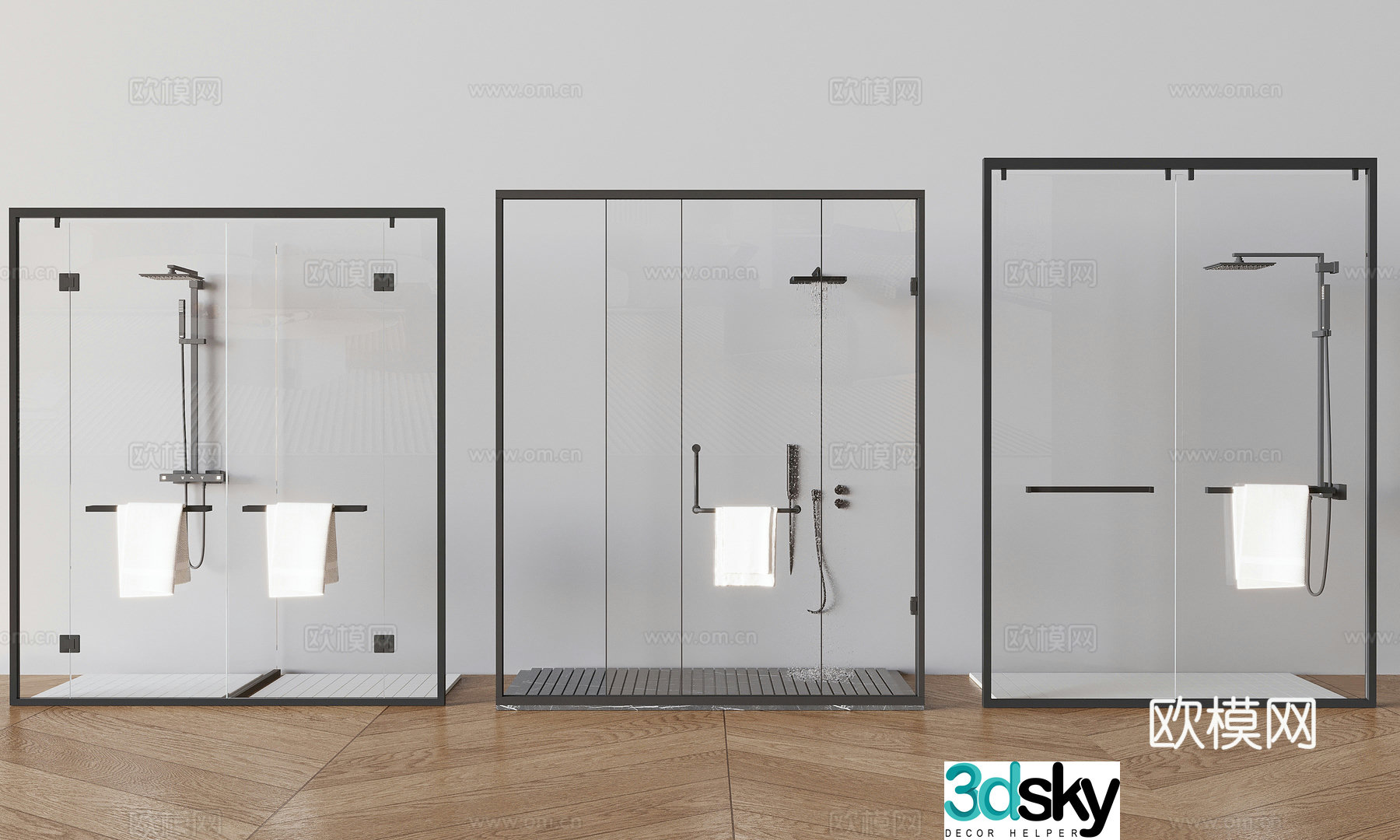 Shower room shower room glass partition 3d model