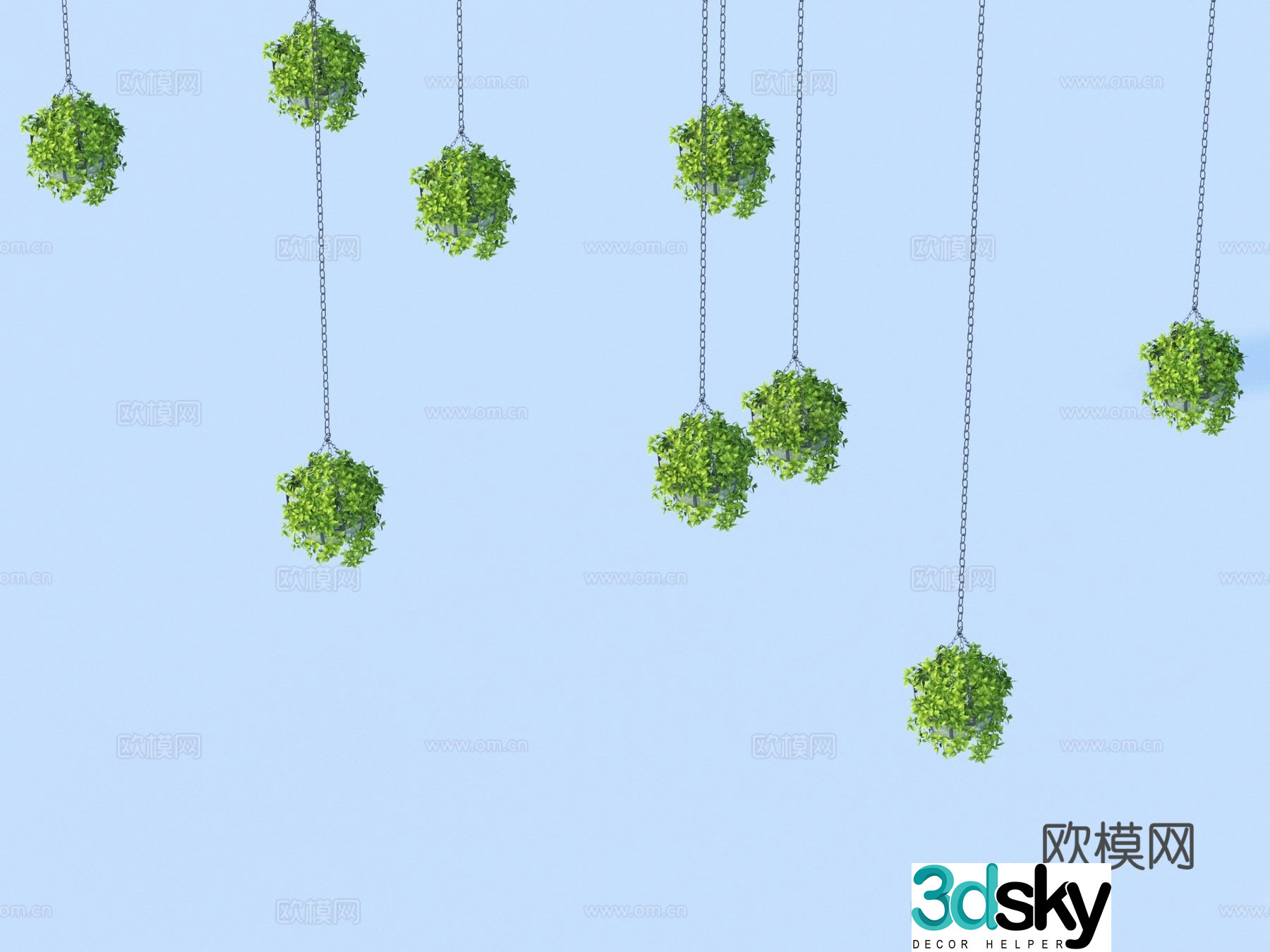 hanging basket green plant plant hanging basket 3d model