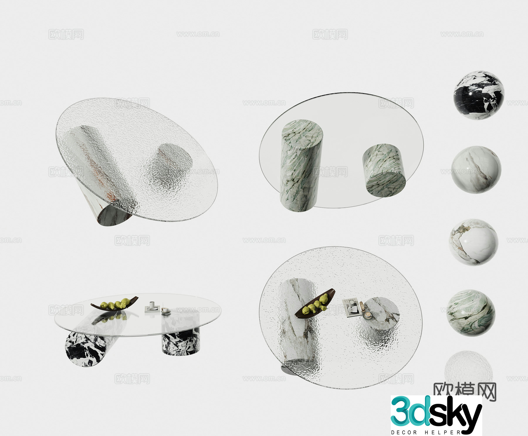 Modern coffee table glass coffee table glass round table 3d model