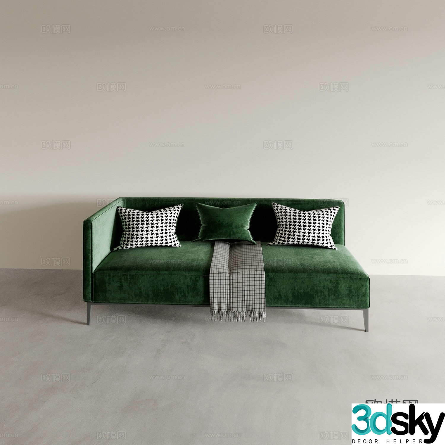 Modern green loveseat 3d model