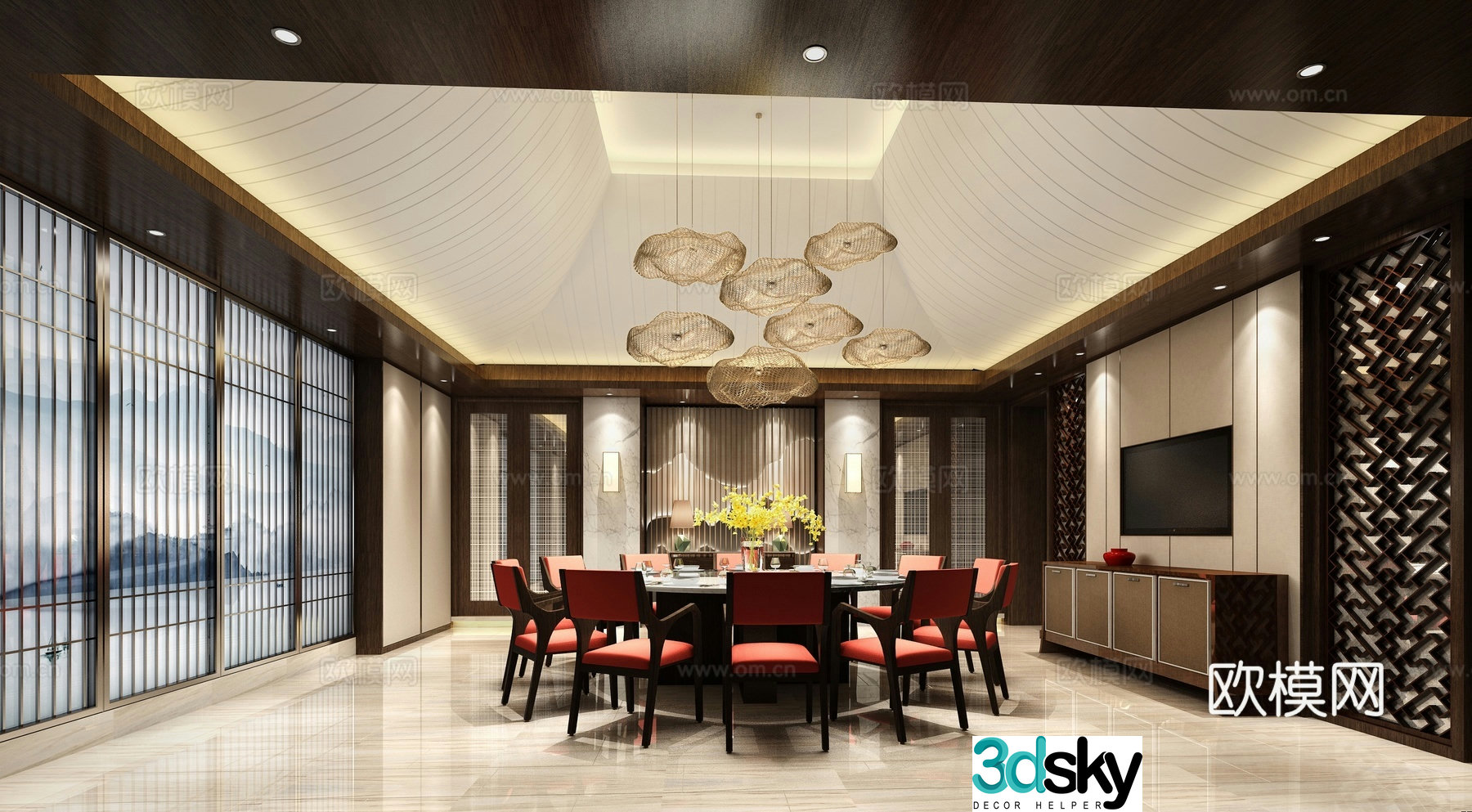 Chinese restaurant private room 3D model of restaurant private room