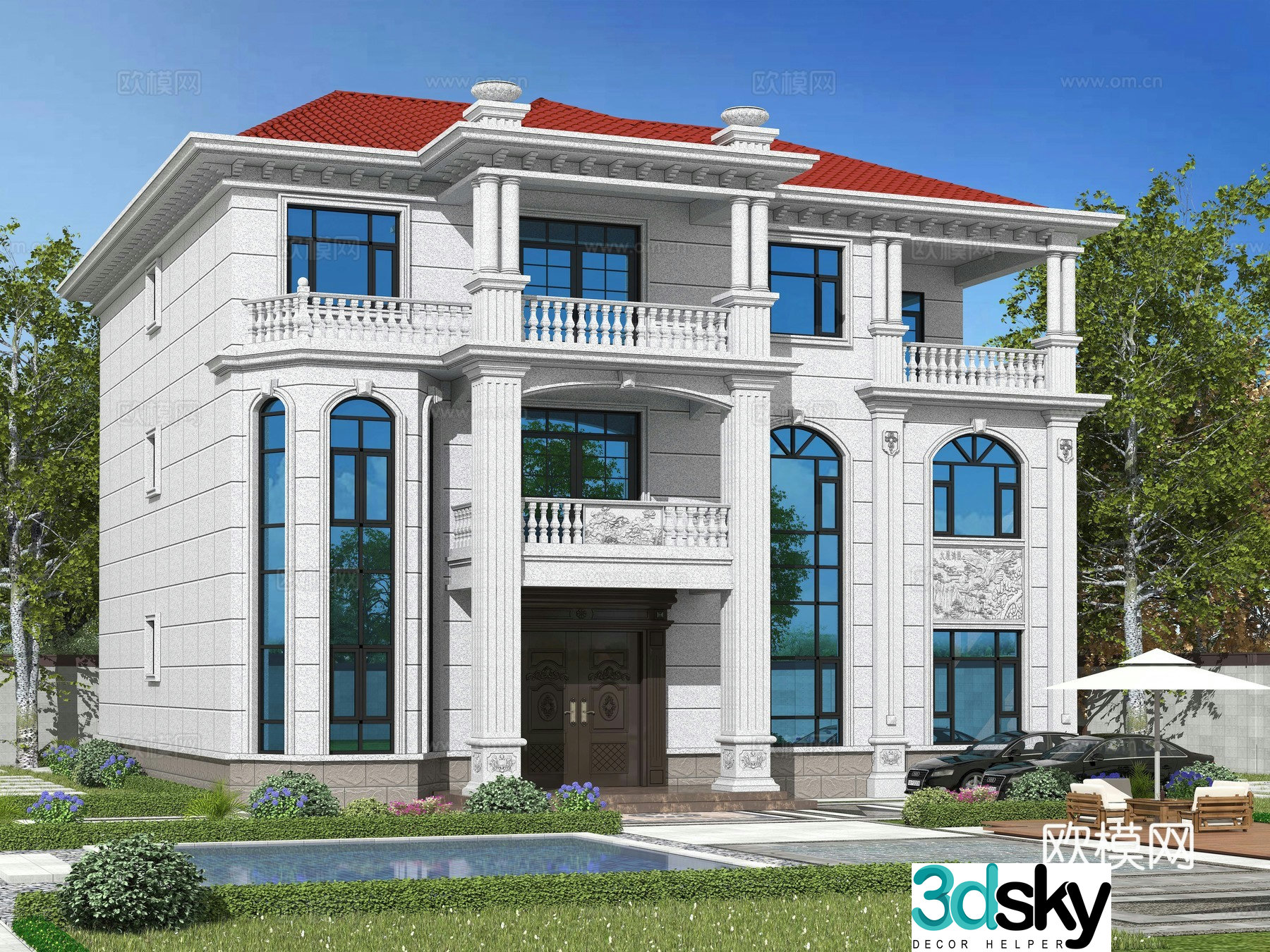Simple European single-family villa appearance 3D model