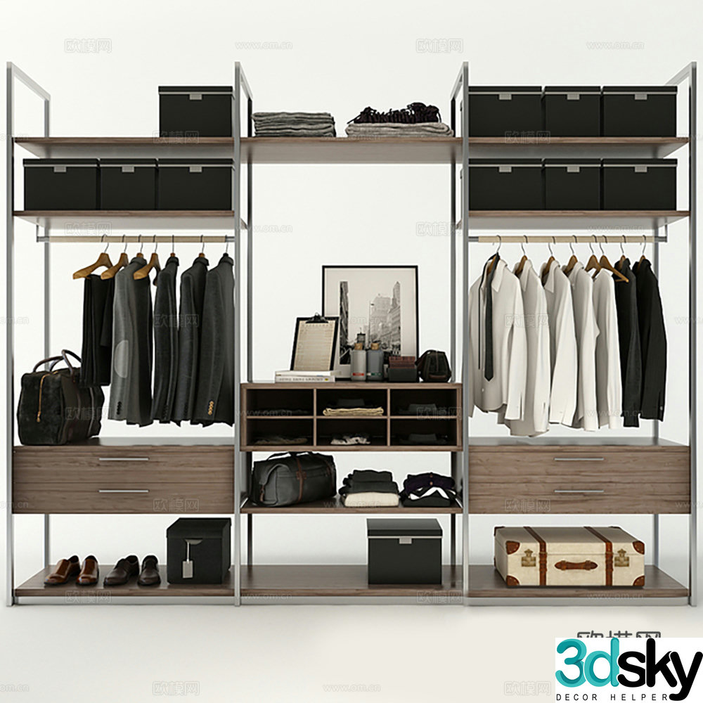 Doorless wardrobe shelf 3d model