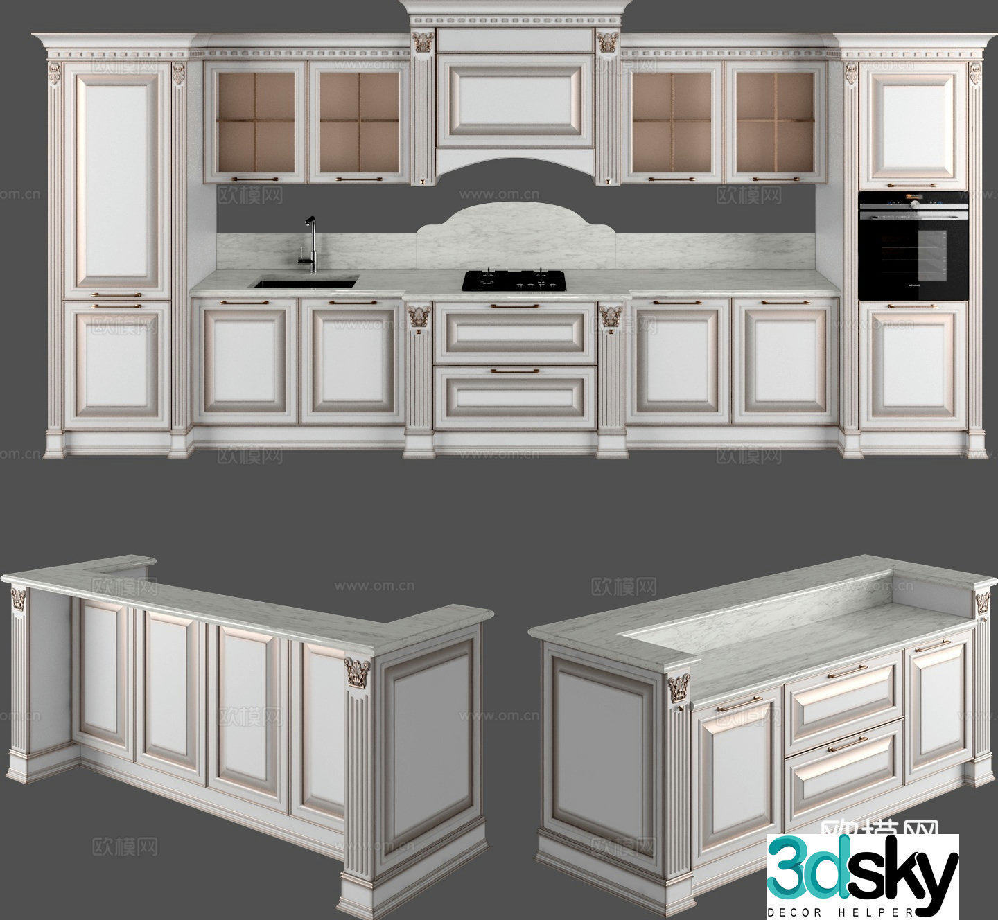 Simple European cabinet 3D model