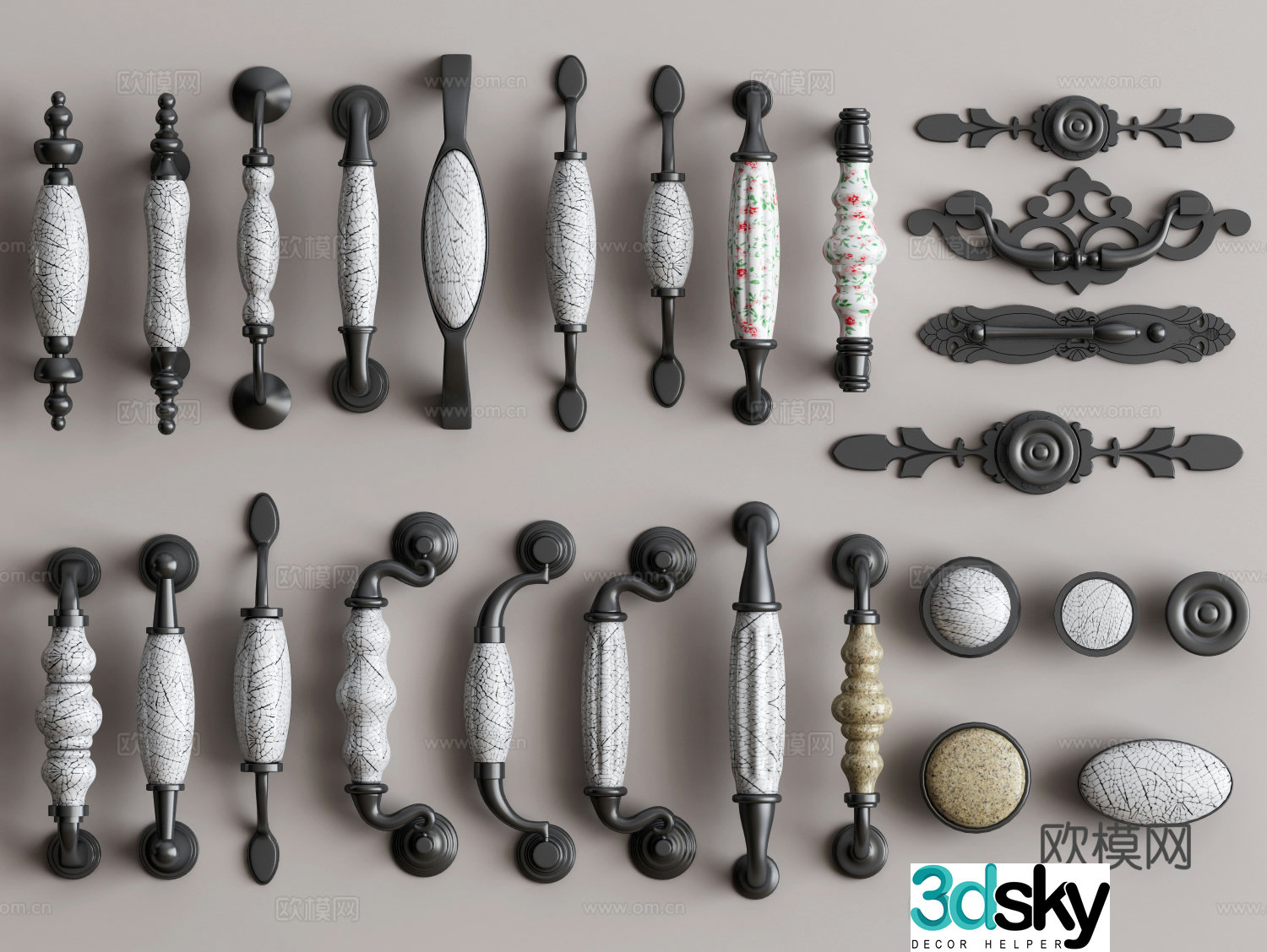 European door handle handle 3d model