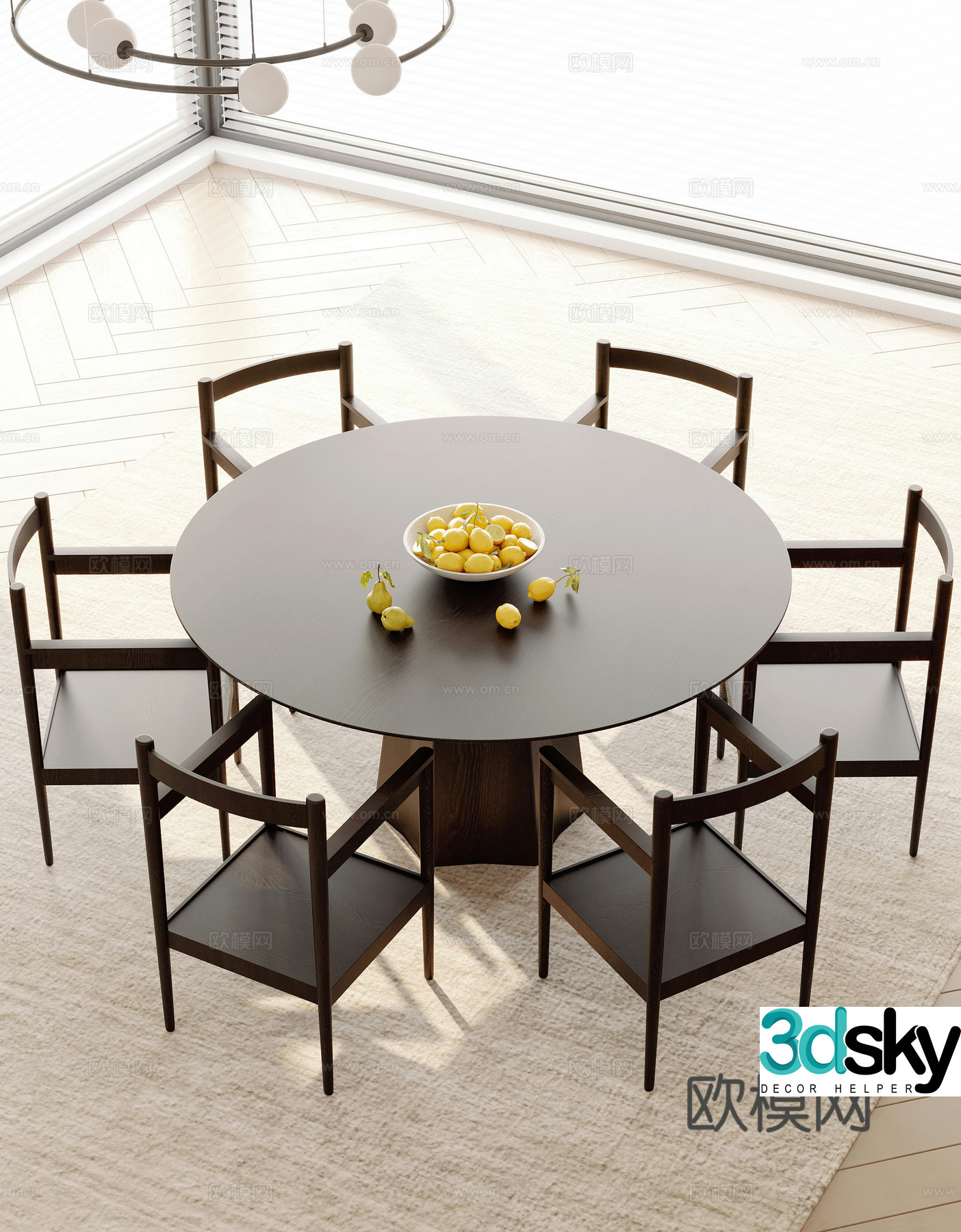 Medieval style dining table and chairs 3d model