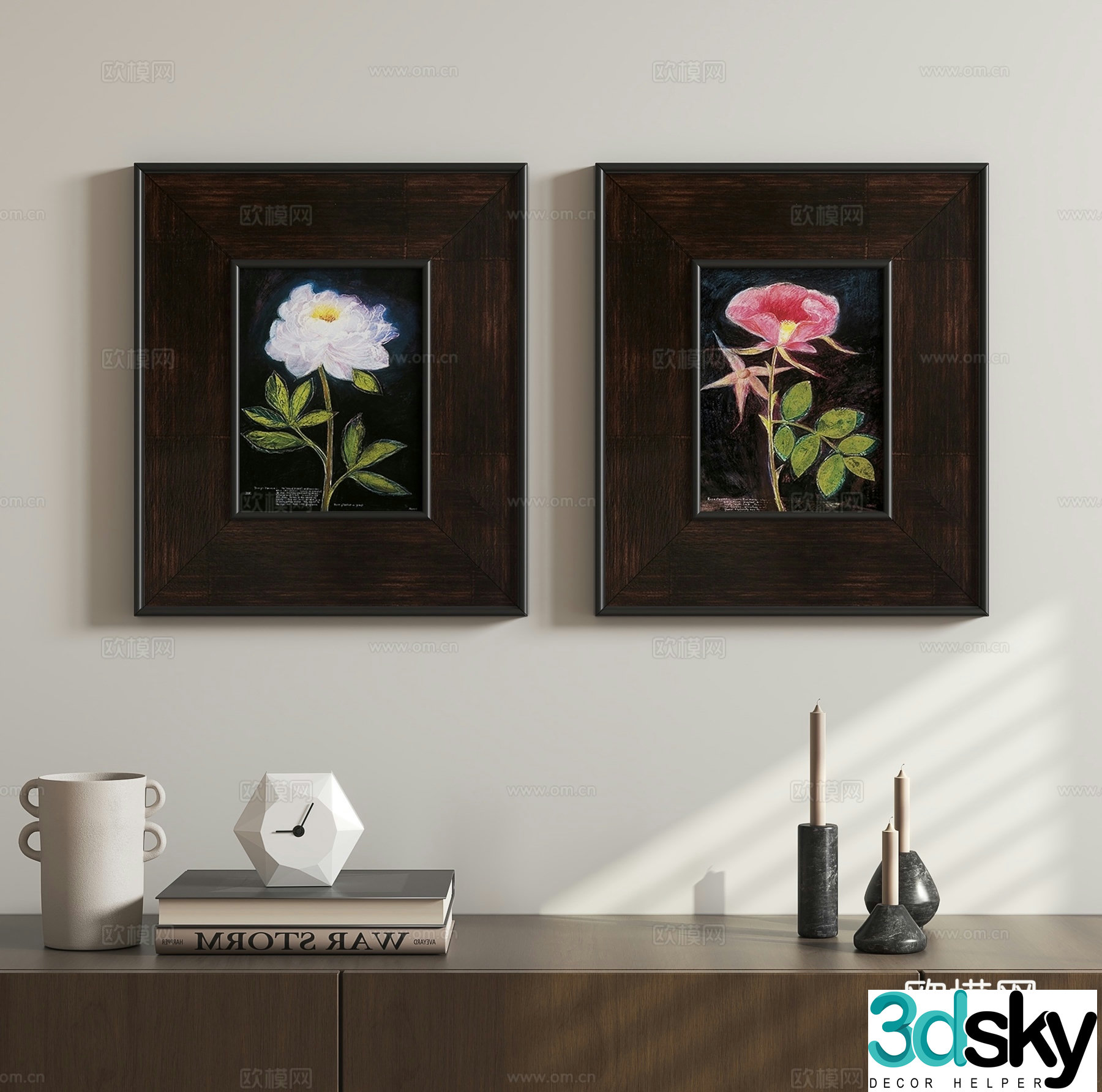 French retro oil painting hanging painting 3D model