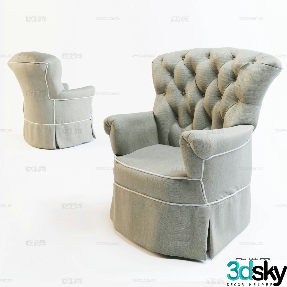 French sofa chair armchair dressing chair 3d model