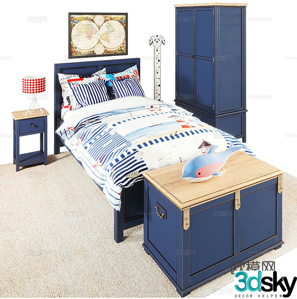 American children’s furniture children’s bed children’s cabinet 3D model